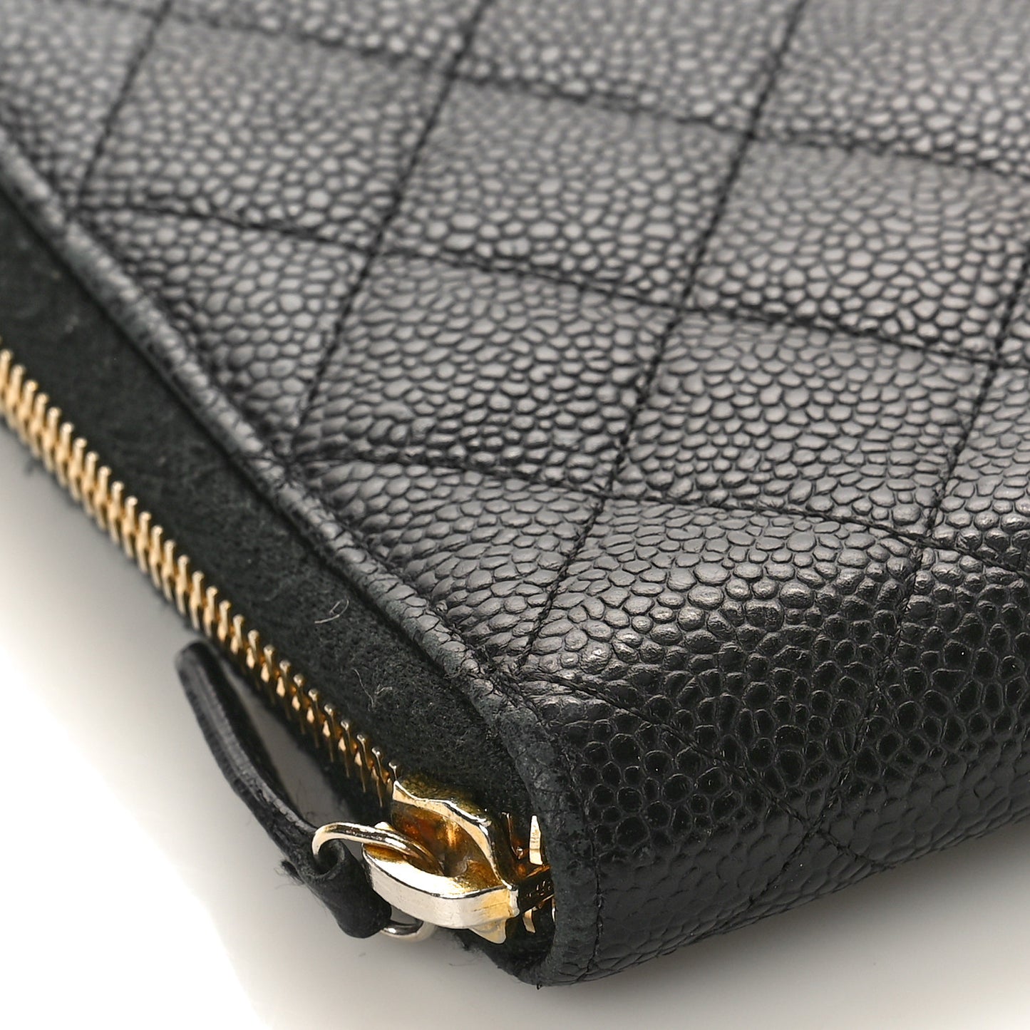 Caviar Quilted Large Zip Around Organizer Wallet Black