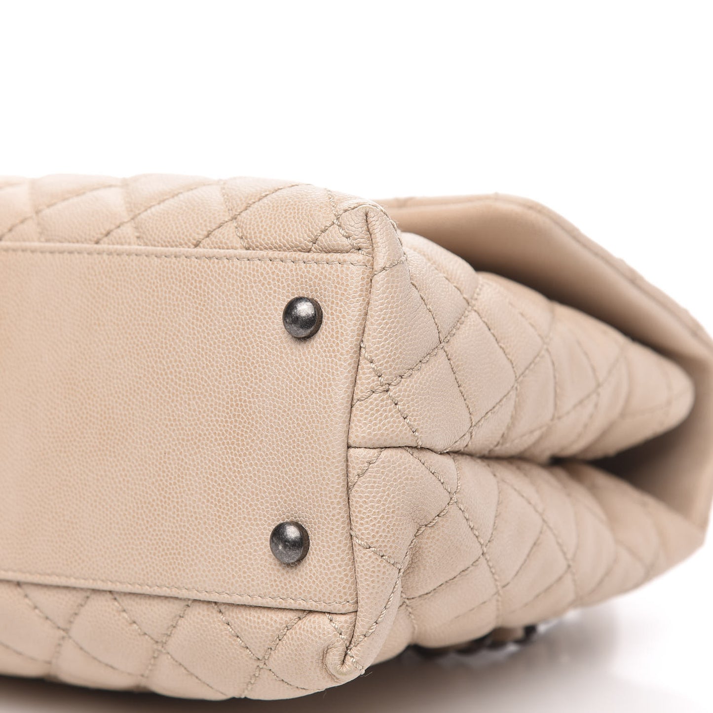 Caviar Quilted Medium Coco Handle Flap Light Beige