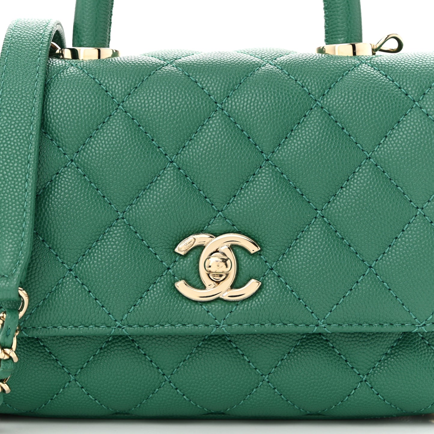 Caviar Quilted Extra Mini Coco Handle Flap Green