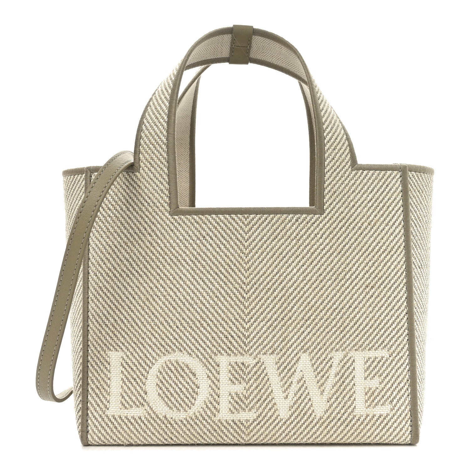 Loewe Jacquard Canvas Small Font Tote Ecru 1729197 – FASHIONPHILE