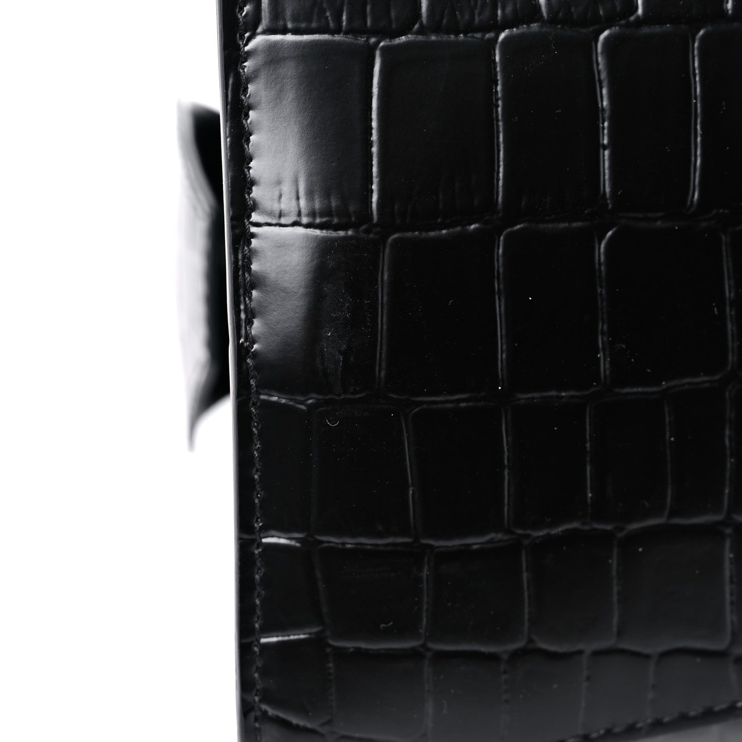 Semi Shiny Calfskin Crocodile Embossed Neo Classic Black Hardware S City Black