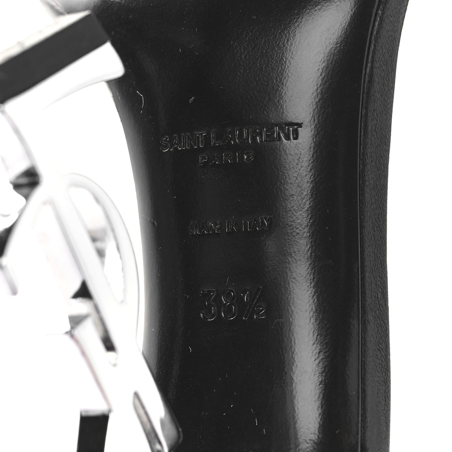 Calfskin Opyum 110 Sandals 38.5 Black Silver