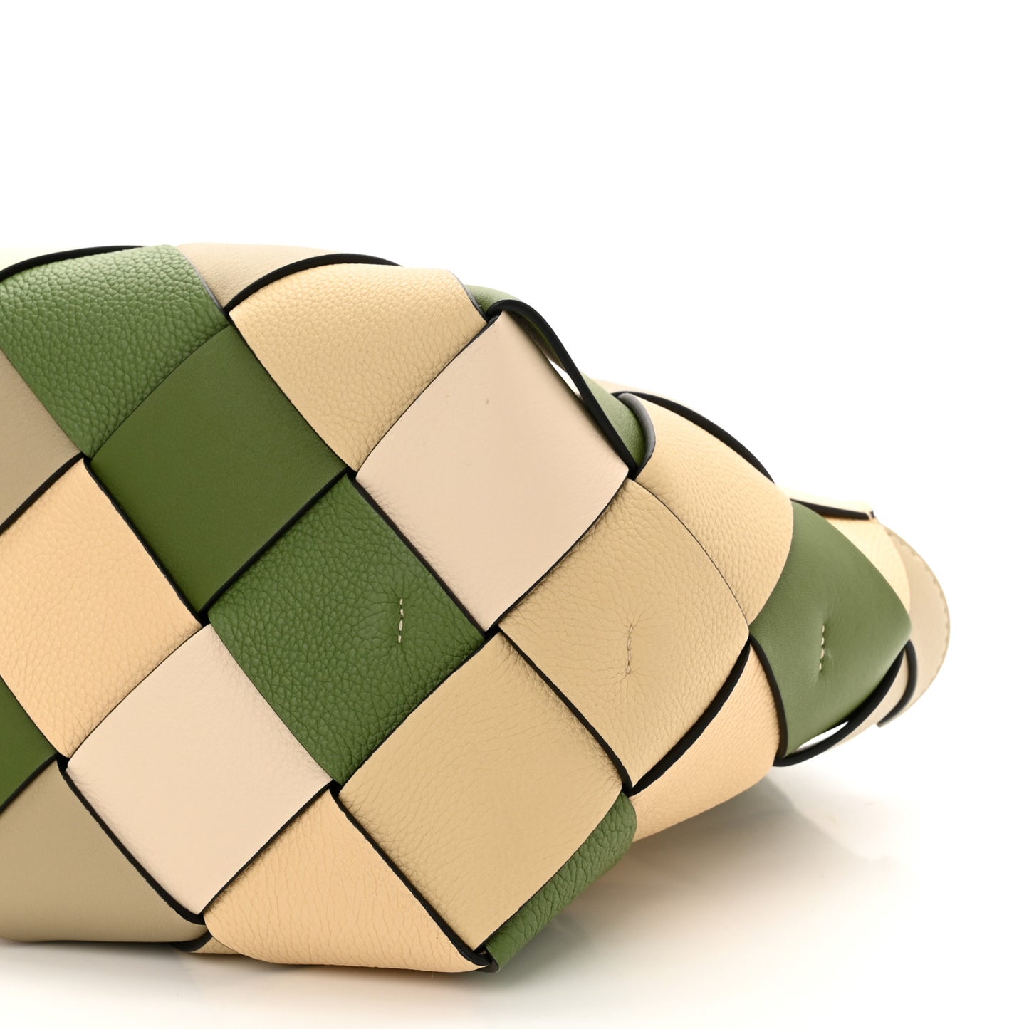 Calfskin Woven Small The Surplus Collection Basket Bag Avocado Ivory