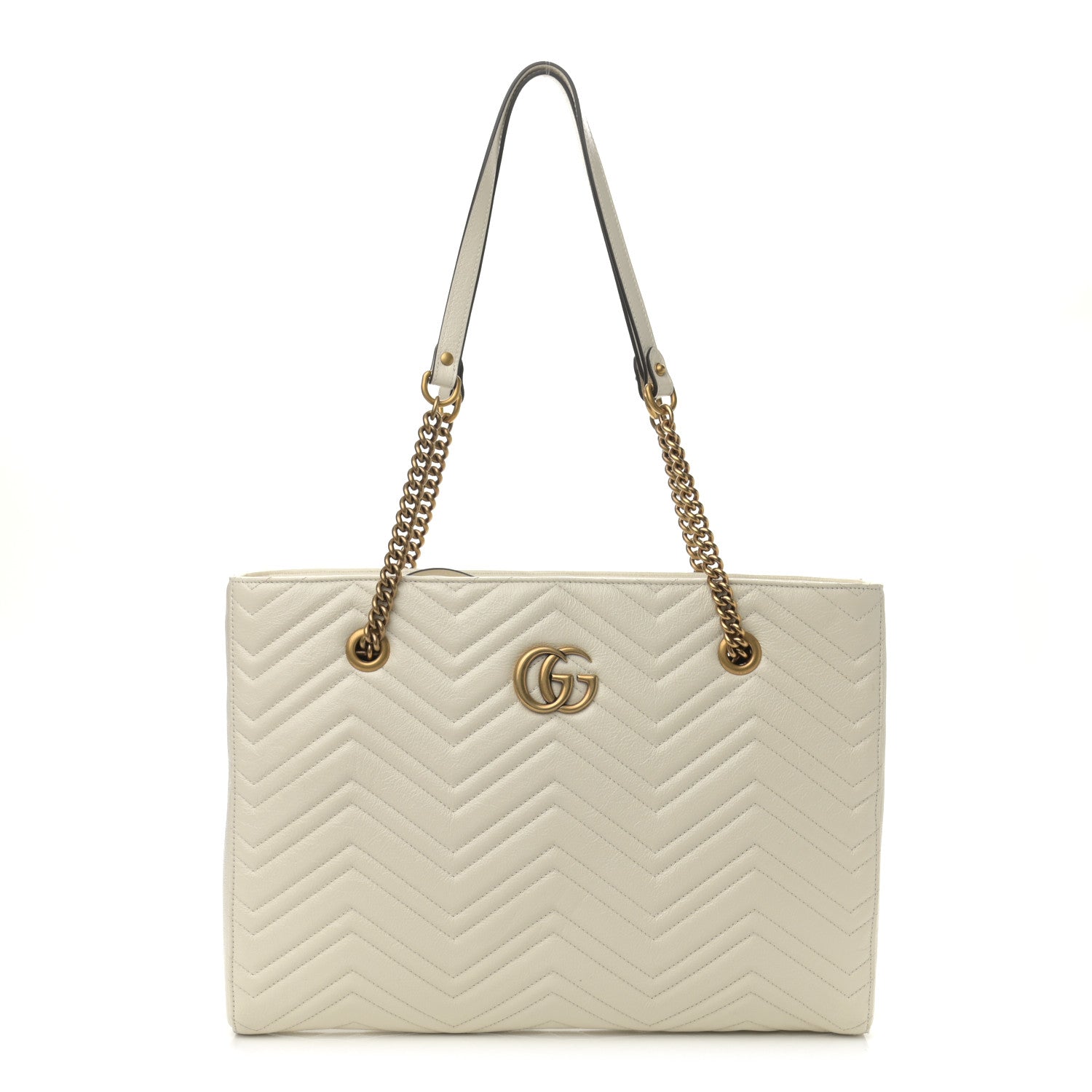Gucci Vintage Calfskin Matelasse Medium GG Marmont Slim Tote White 1 of 10