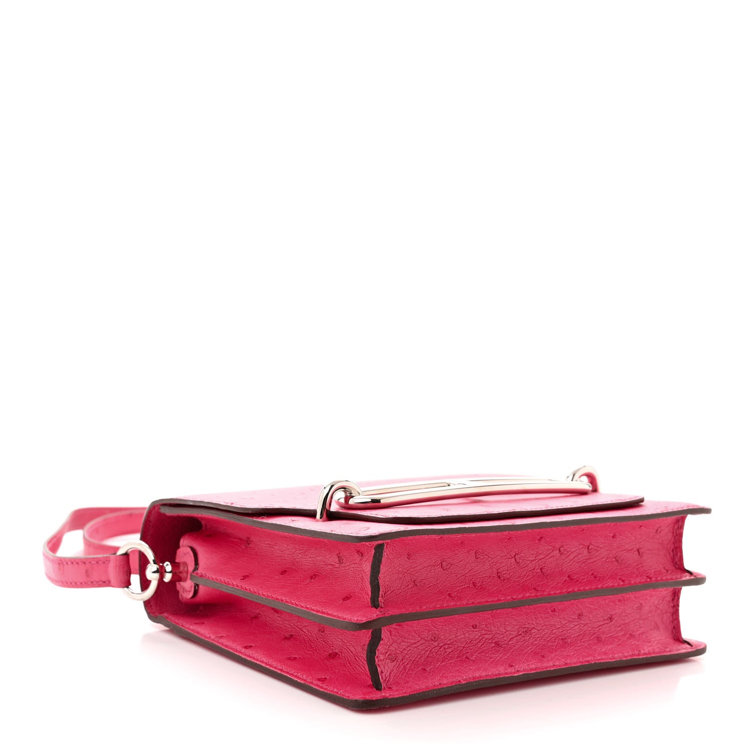 Hermes Ostrich Mini Sac Roulis Rose Tyrien 4 of 11