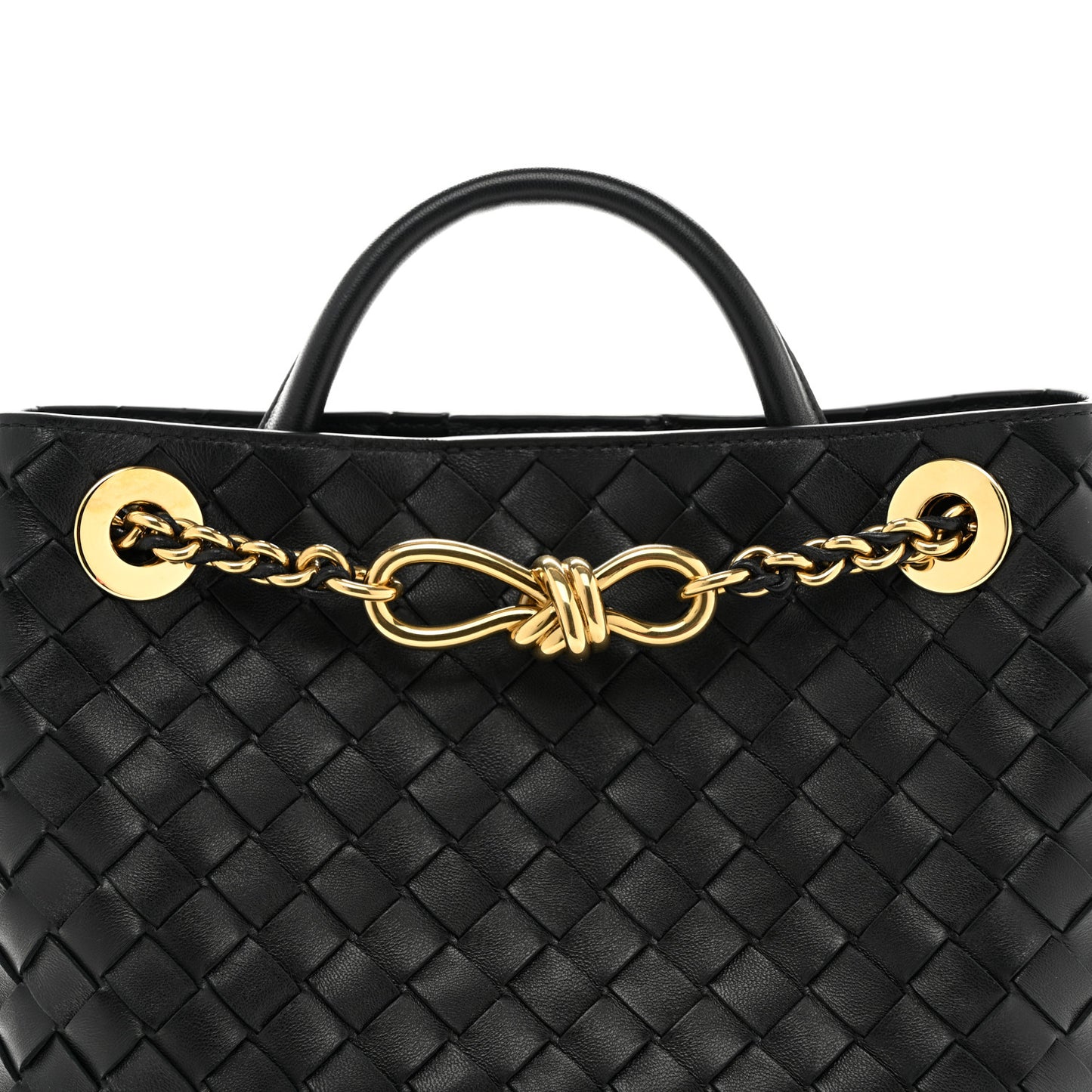 Nappa Intrecciato Small Andiamo With Chain Shoulder Bag Black