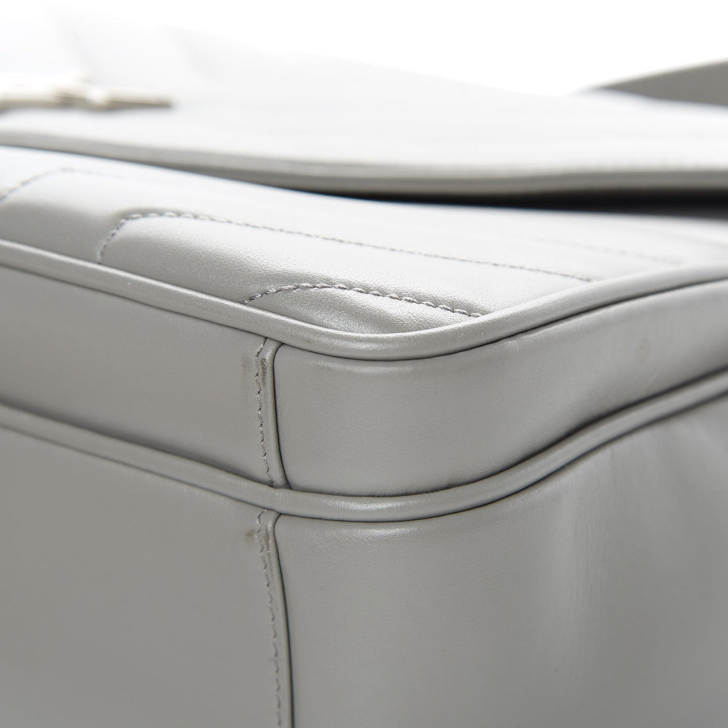 Calfskin Y Quilted Monogram Loulou Shoulder Bag Pearl Grey