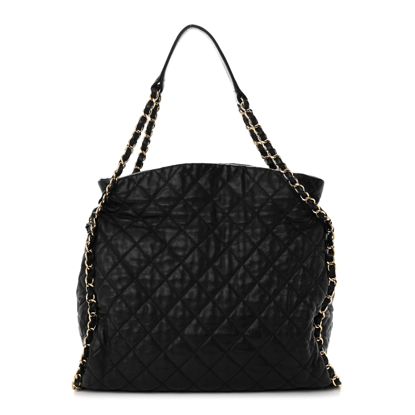 Calfskin Quilted Large Chain Me Hobo Black