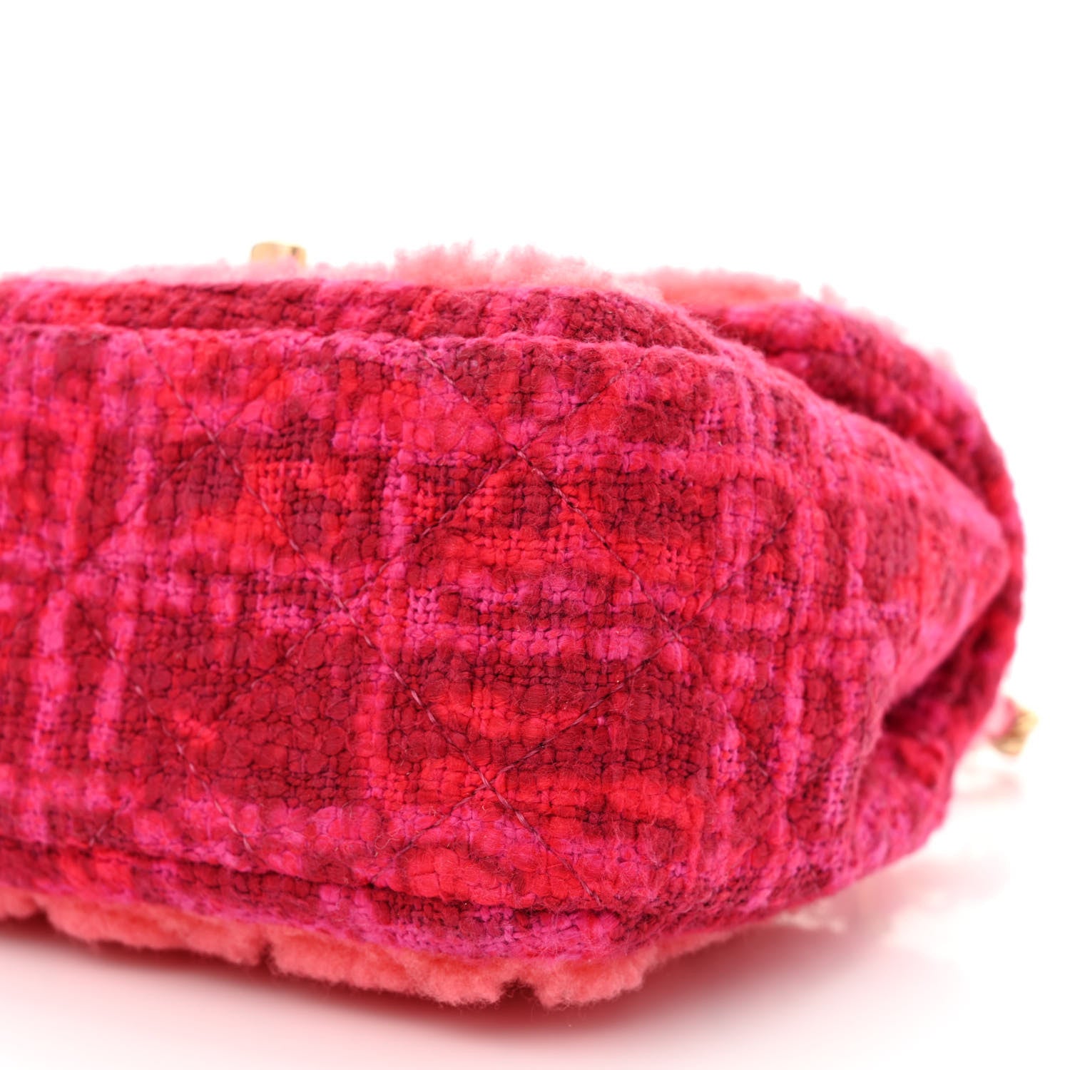 Chanel Shearling Tweed Quilted Mini Square Flap Bag Pink 10 of 10