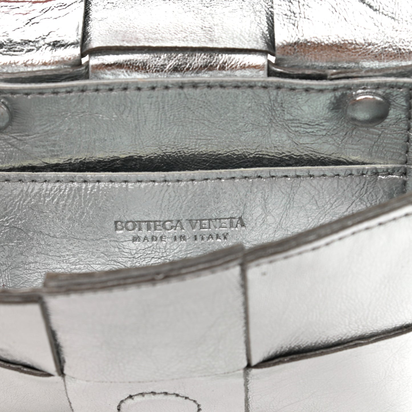 Metallic Lambskin Maxi Intrecciato Extra Mini Cassette Crossbody Bag Silver