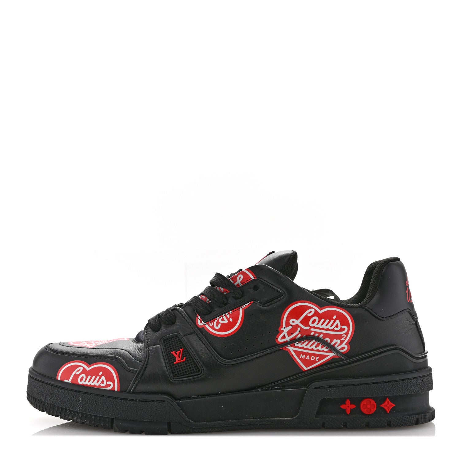 Louis Vuitton x NIGO Calfskin Printed LV Trainer Sneaker 8.5 Black