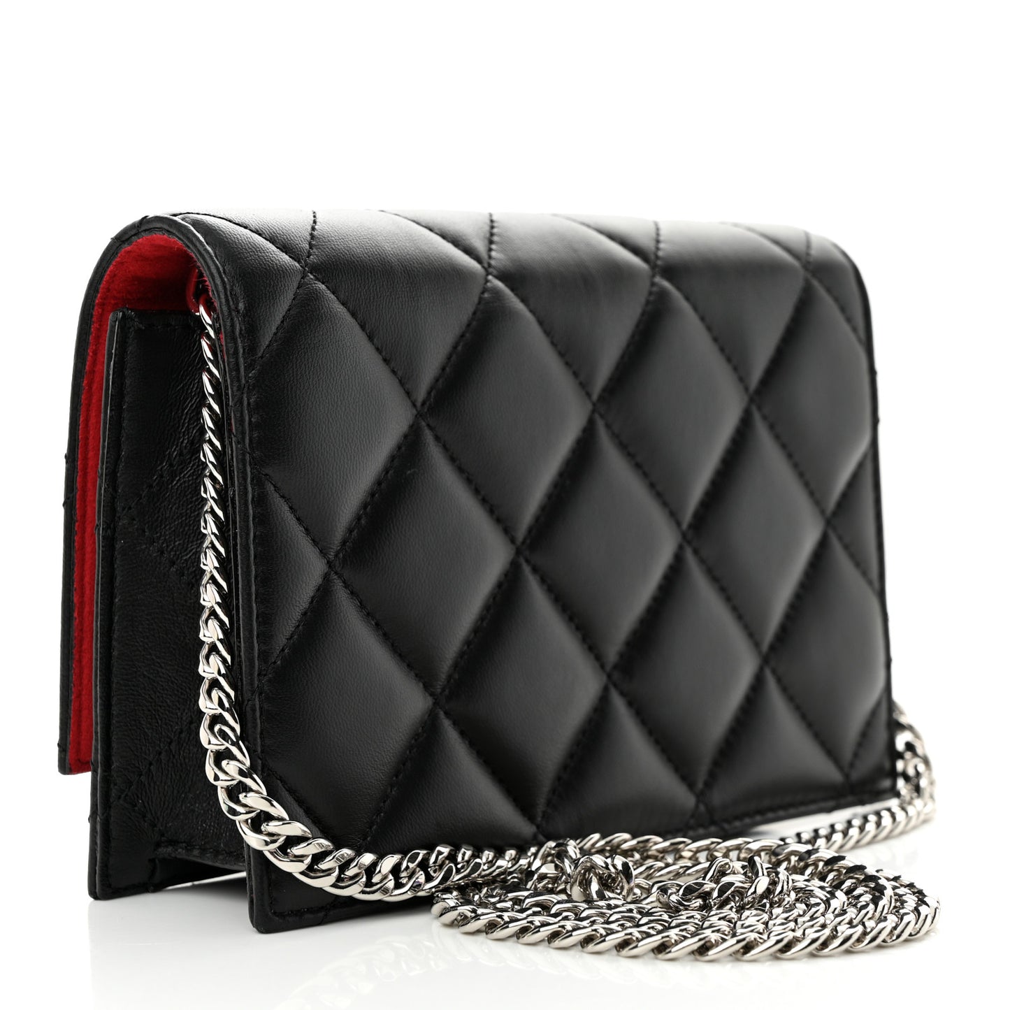 Calfskin Quilted Graffiti Skull Small Chain Crossbody Bag Black