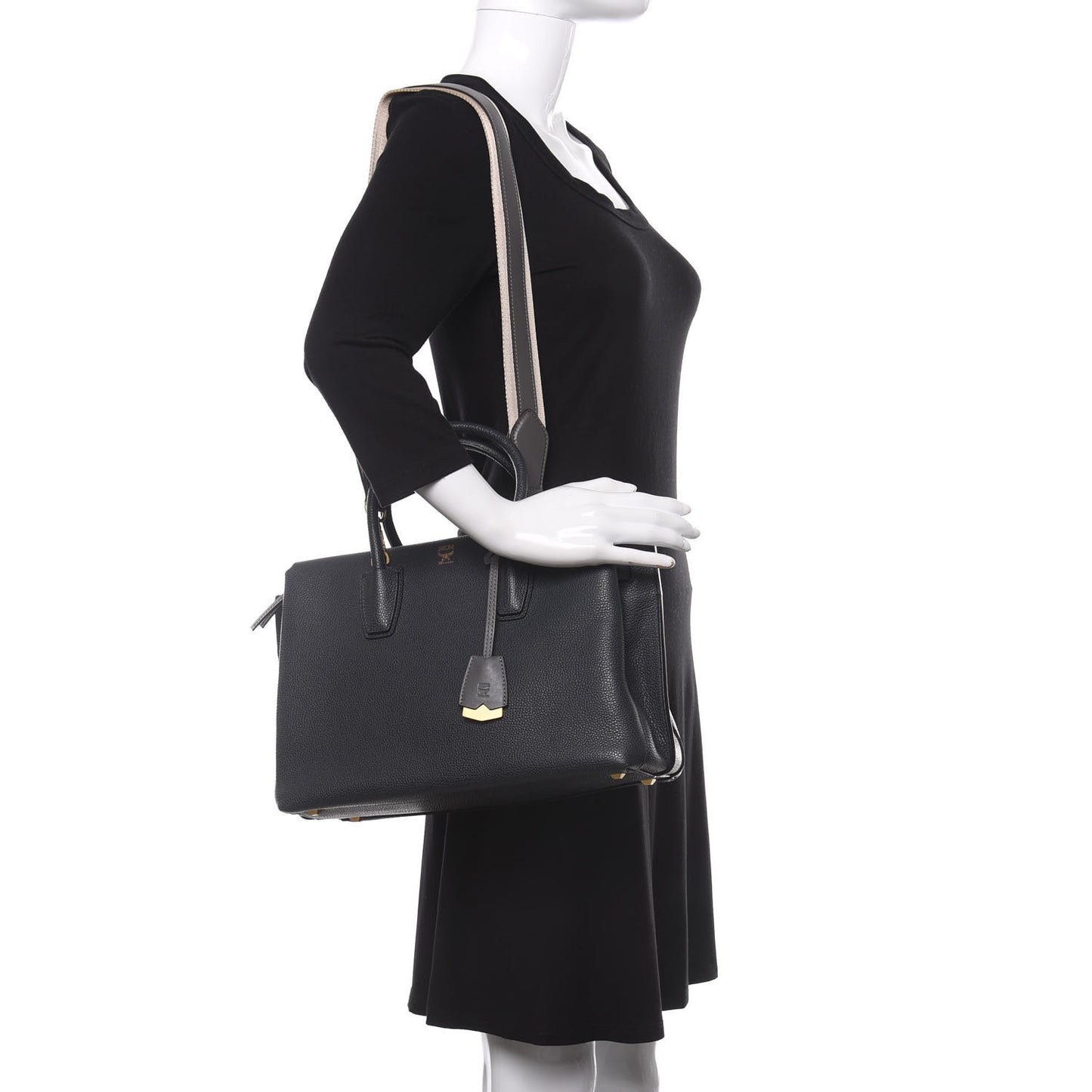 Grained Calfskin Medium Milla Tote Phantom Grey