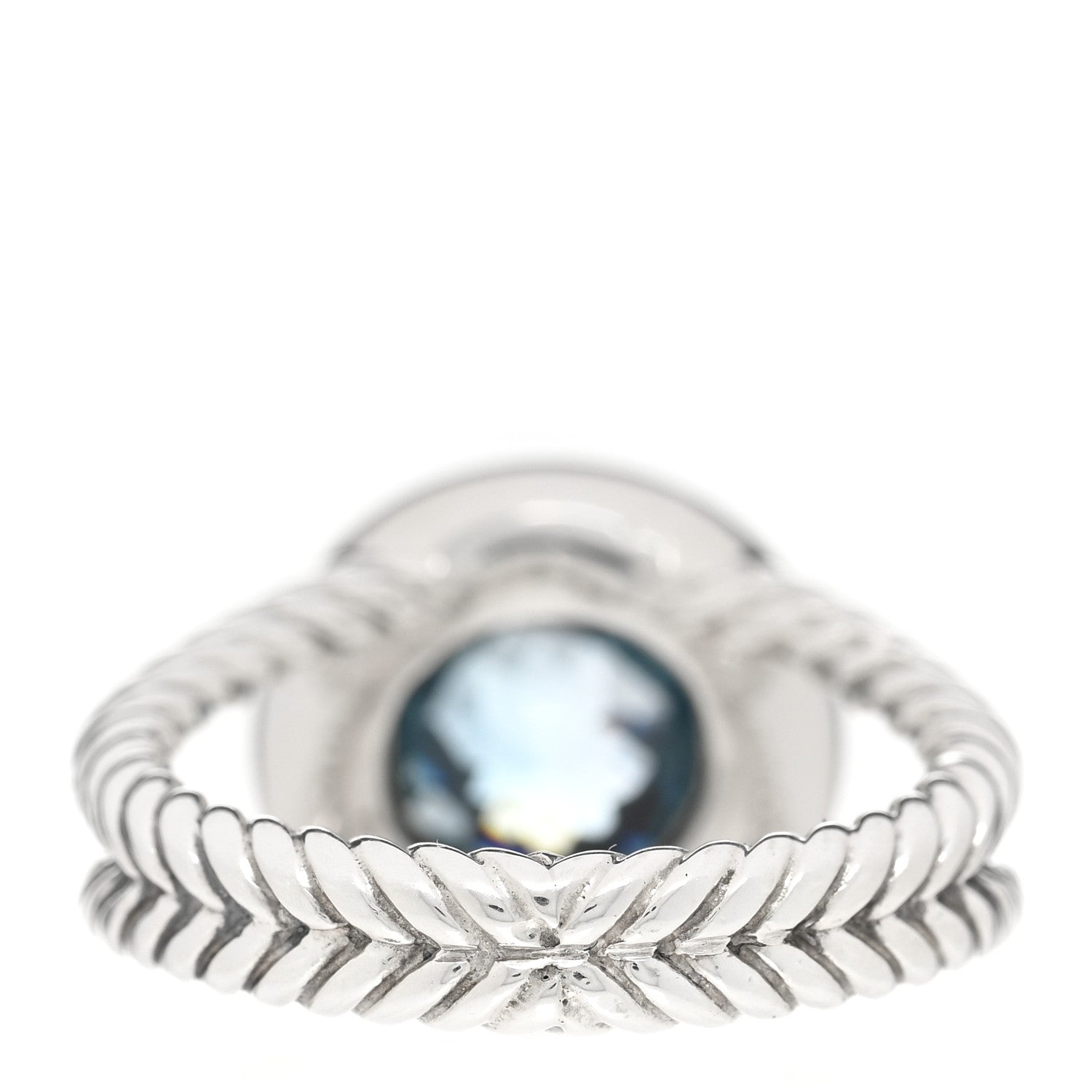 David Yurman Sterling Silver Blue Topaz Sapphire 8mm Petite Cerise Ring 50 5.5 3 of 4