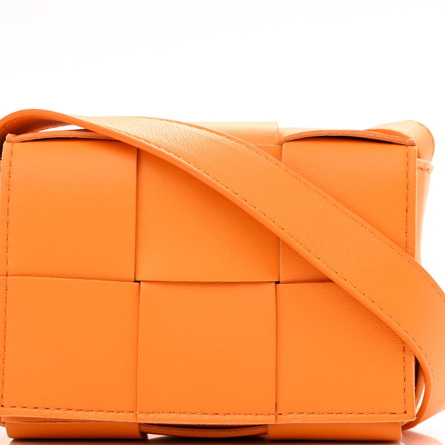 Lambskin Maxi Intrecciato Extra Mini Cassette Crossbody Bag Tangerine