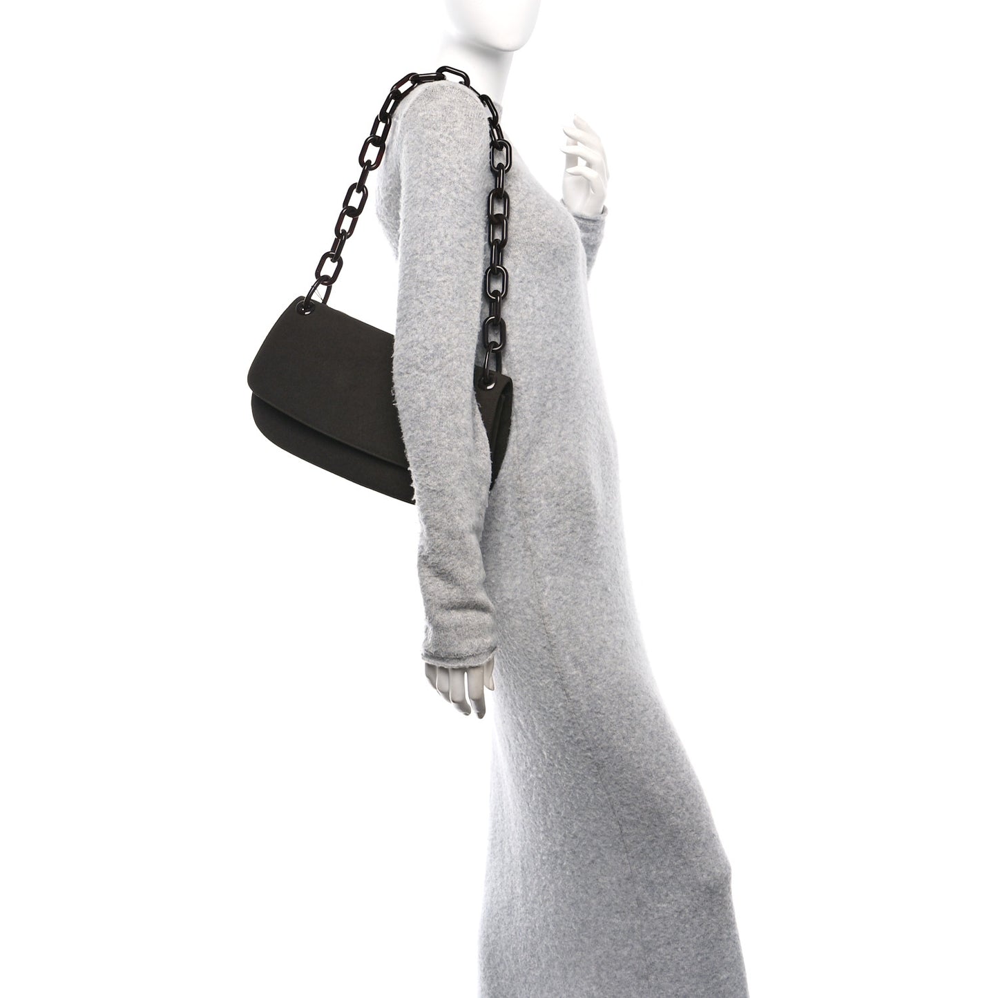 Tessuto Nylon Swing Chain Shoulder Bag Brown