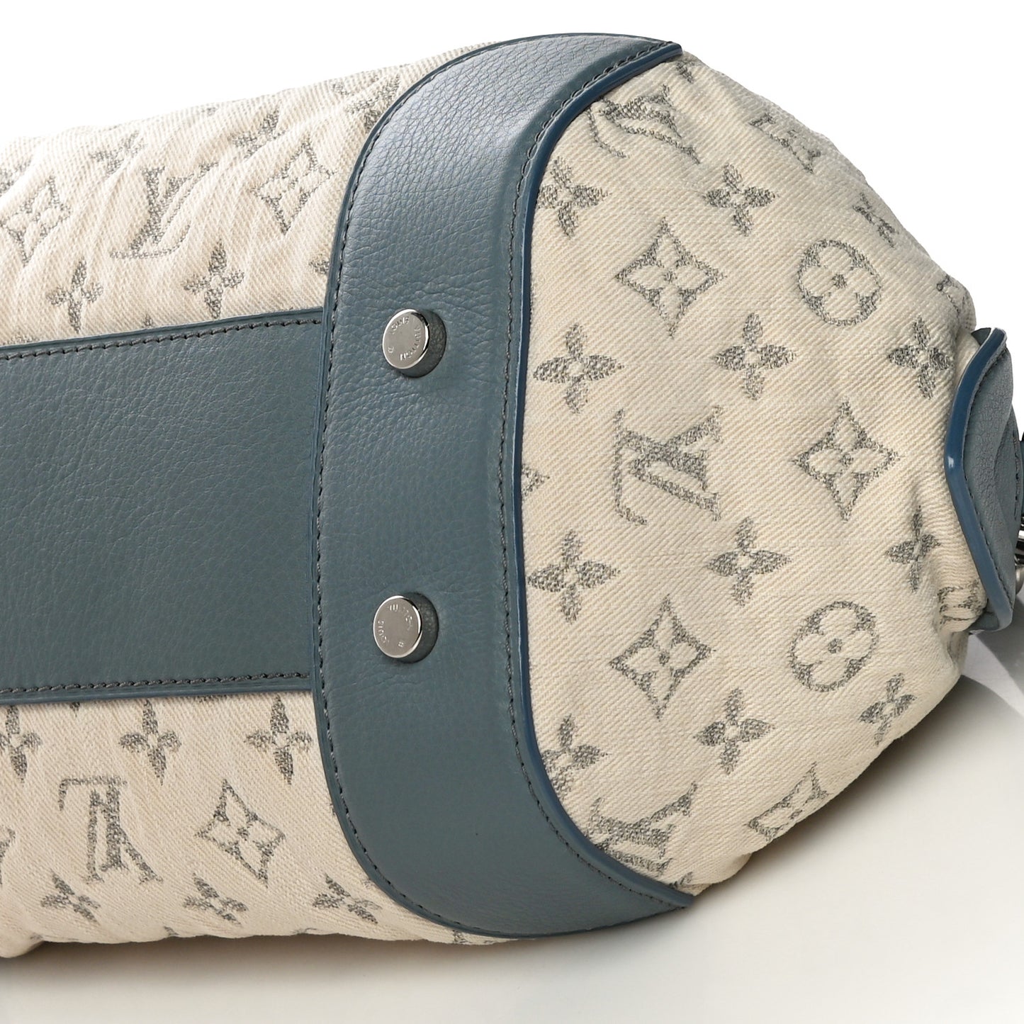 Monogram Denim Pochette Round Blue