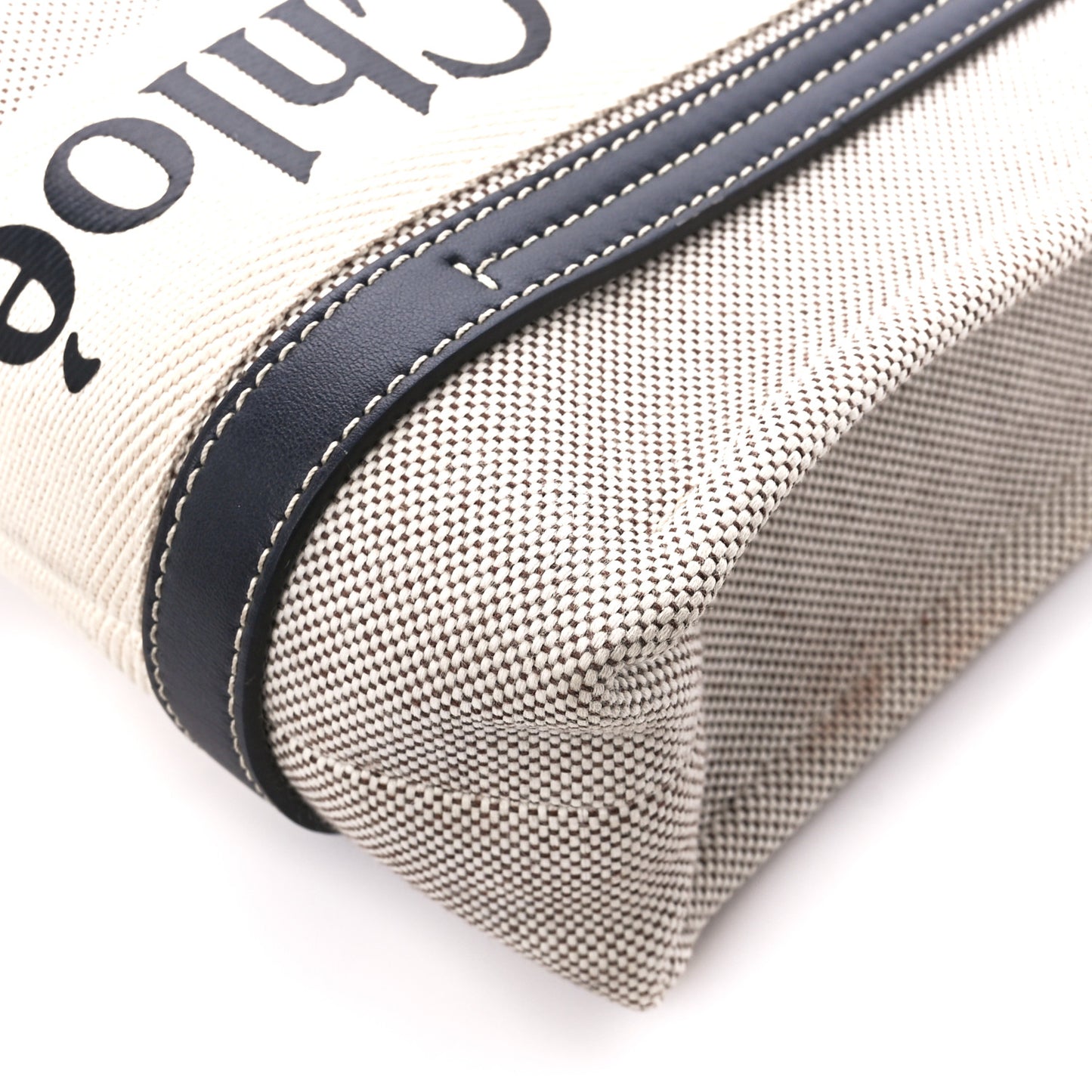 Cotton Calfskin Small Woody Ribbon Tote White Blue