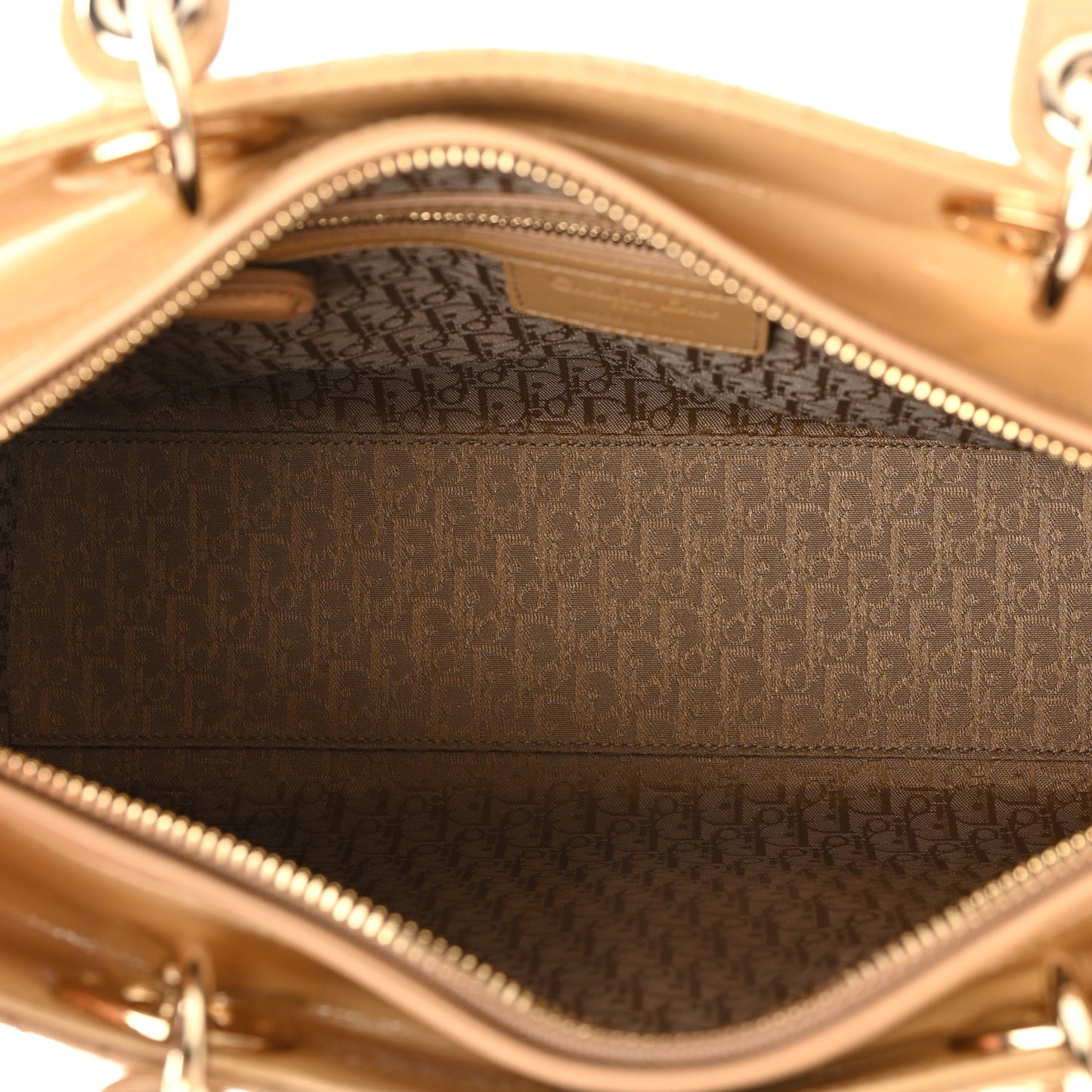 Patent Cannage Large Lady Dior Beige