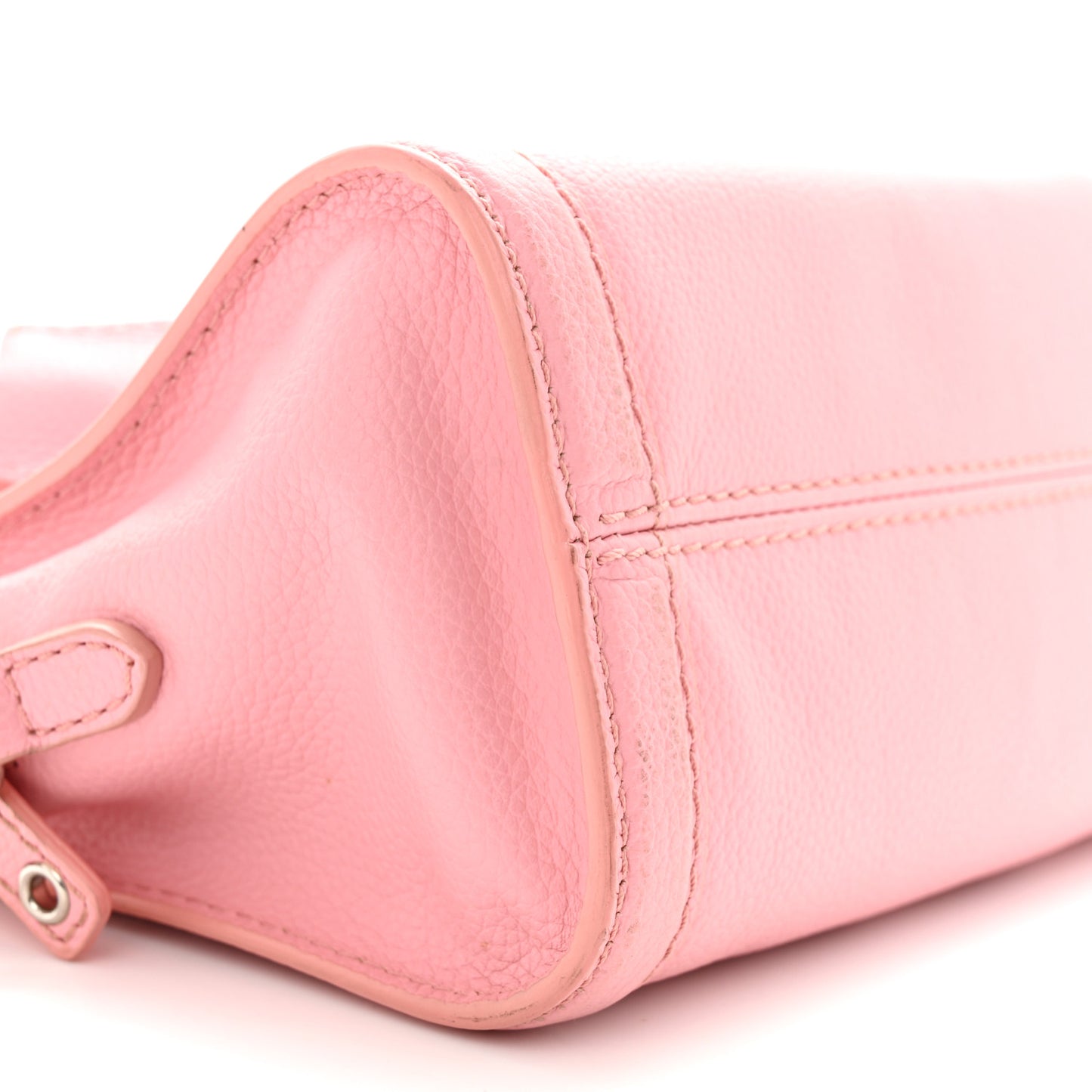 Pebbled Calfskin Mini Skull Padlock Zip Around Tote Petal