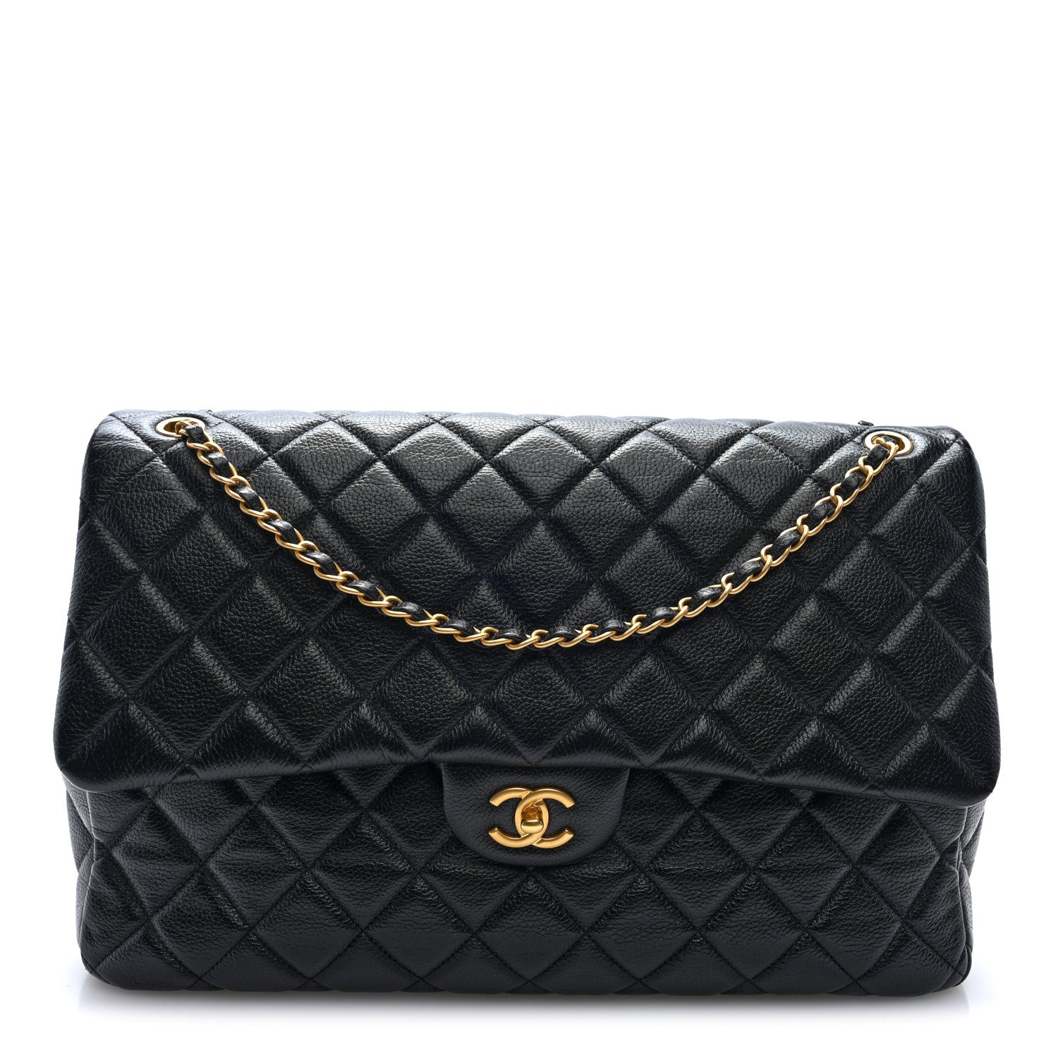 Chanel Grained Calfskin Quilted XXL Travel Flap Bag Black 1887677