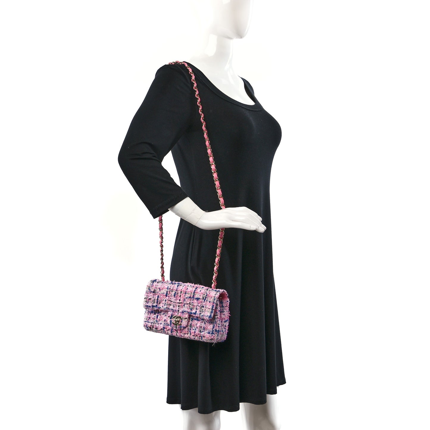 Tweed Quilted Mini Rectangular Flap Pink Multicolor