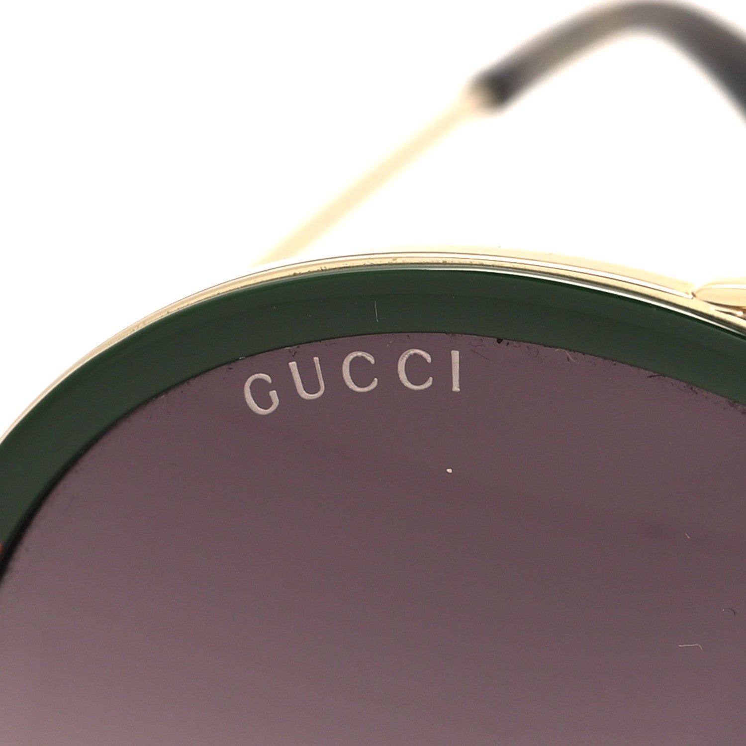 Gucci Metal Round Frame Sunglasses GG0061S Green Red 7 of 9