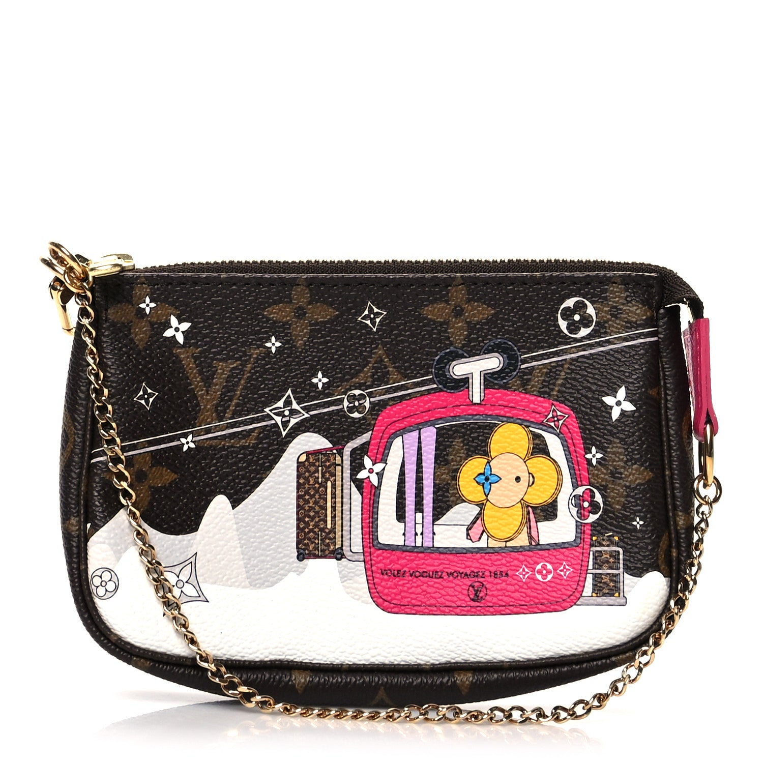 Louis Vuitton Monogram 2019 Christmas Animation Mini Courchevel Pochette Accessories Fuchsia 1 of 10