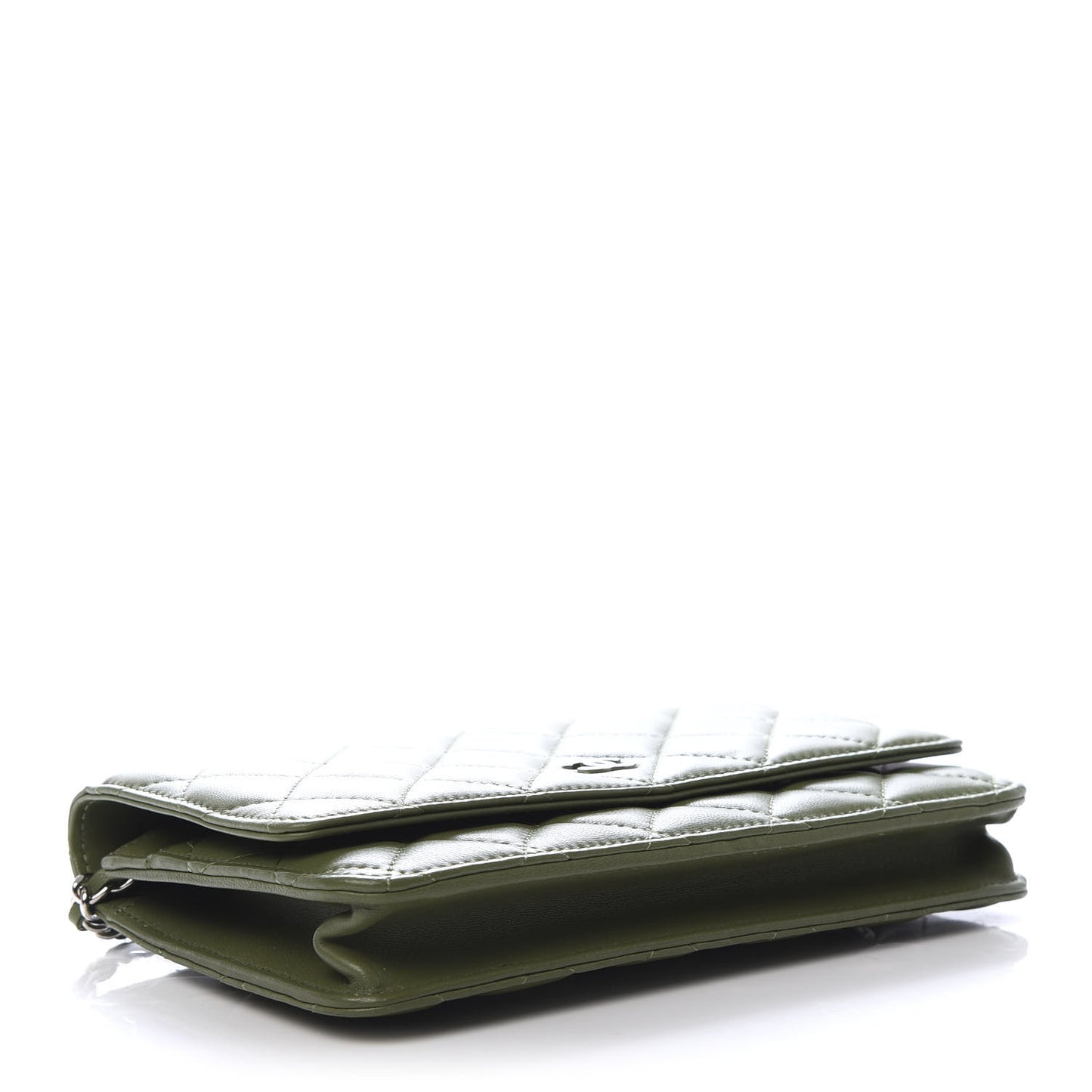 Lambskin Quilted Wallet On Chain WOC Green