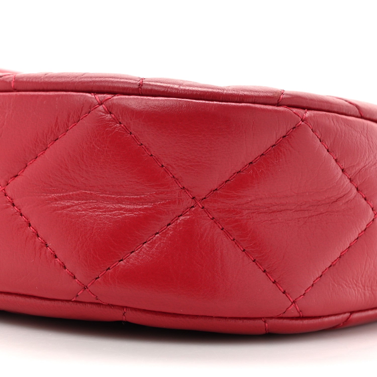 Chanel Crumpled Calfskin Quilted Braided CC Small Hobo Red 9 of 16