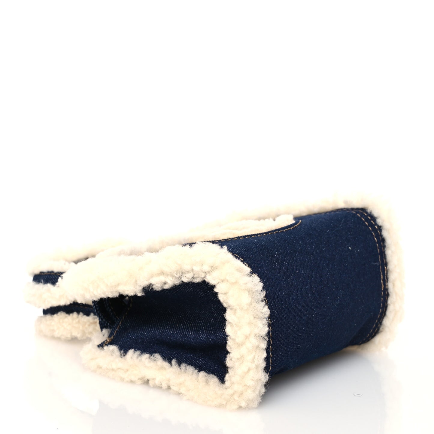 X UGG Denim Shearling Small Shopping Bag Raw Denim