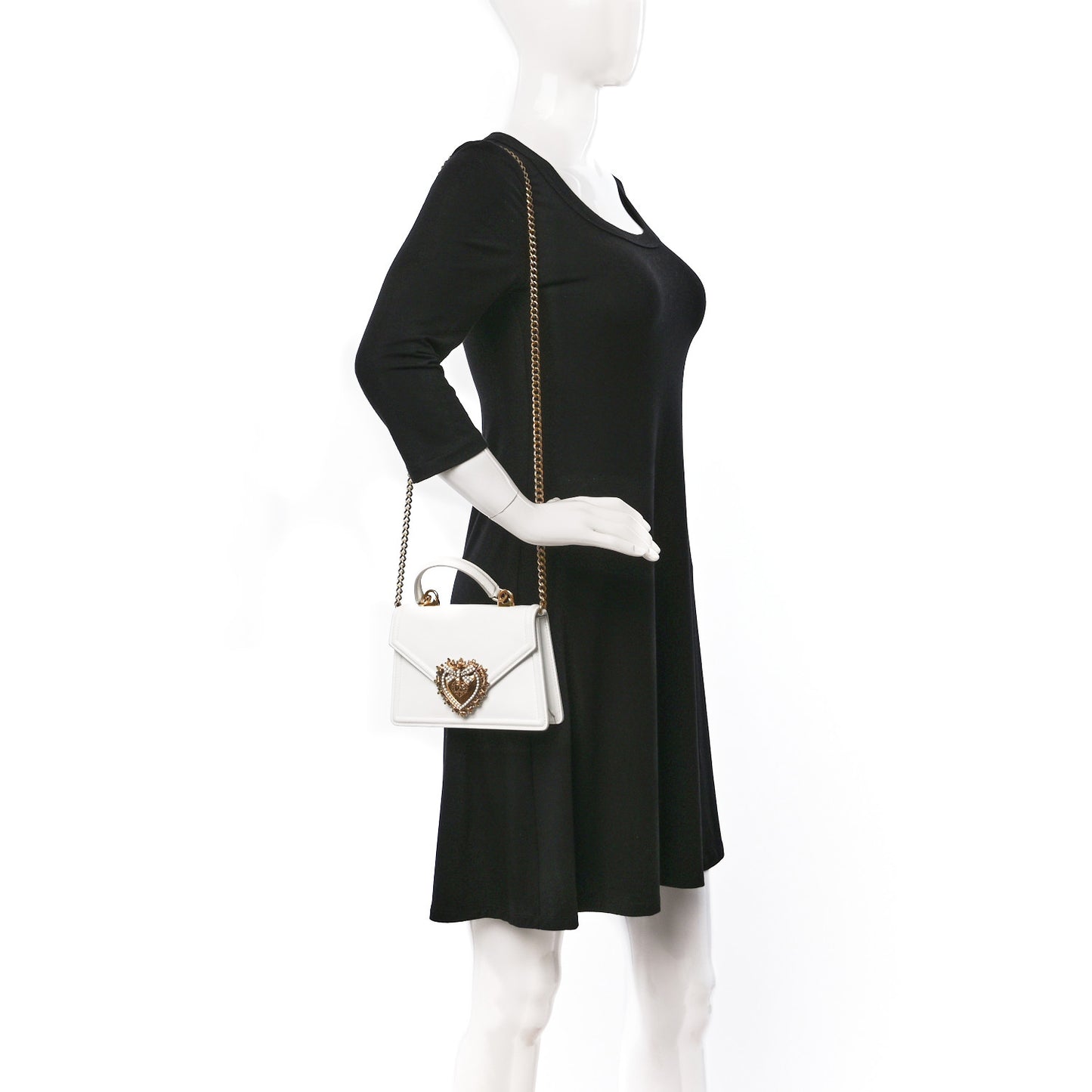 Smooth Calfskin Small Devotion Envelope Top Handle Bag White