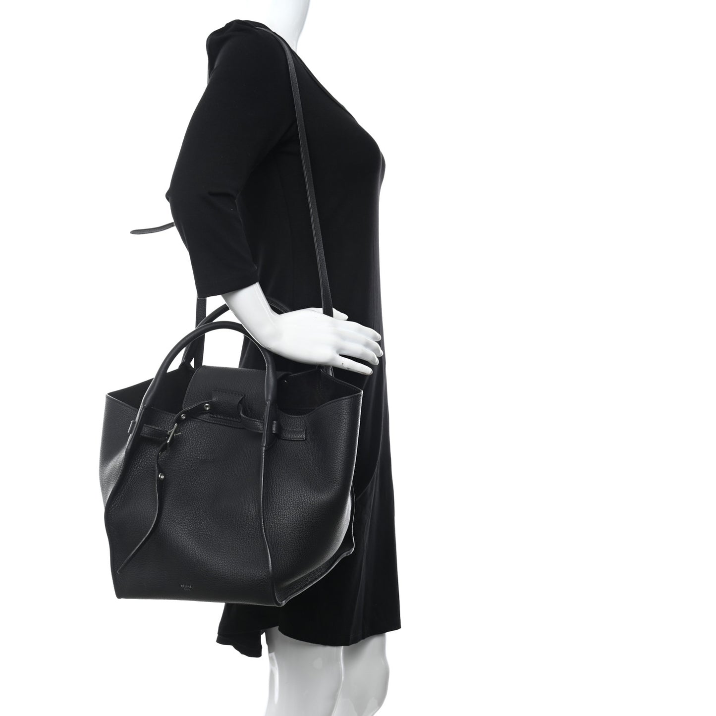 Supple Grained Calfskin Small Big Bag Black