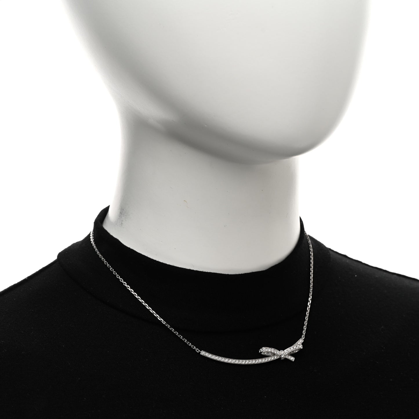 18K White Gold Diamond Ruban Necklace