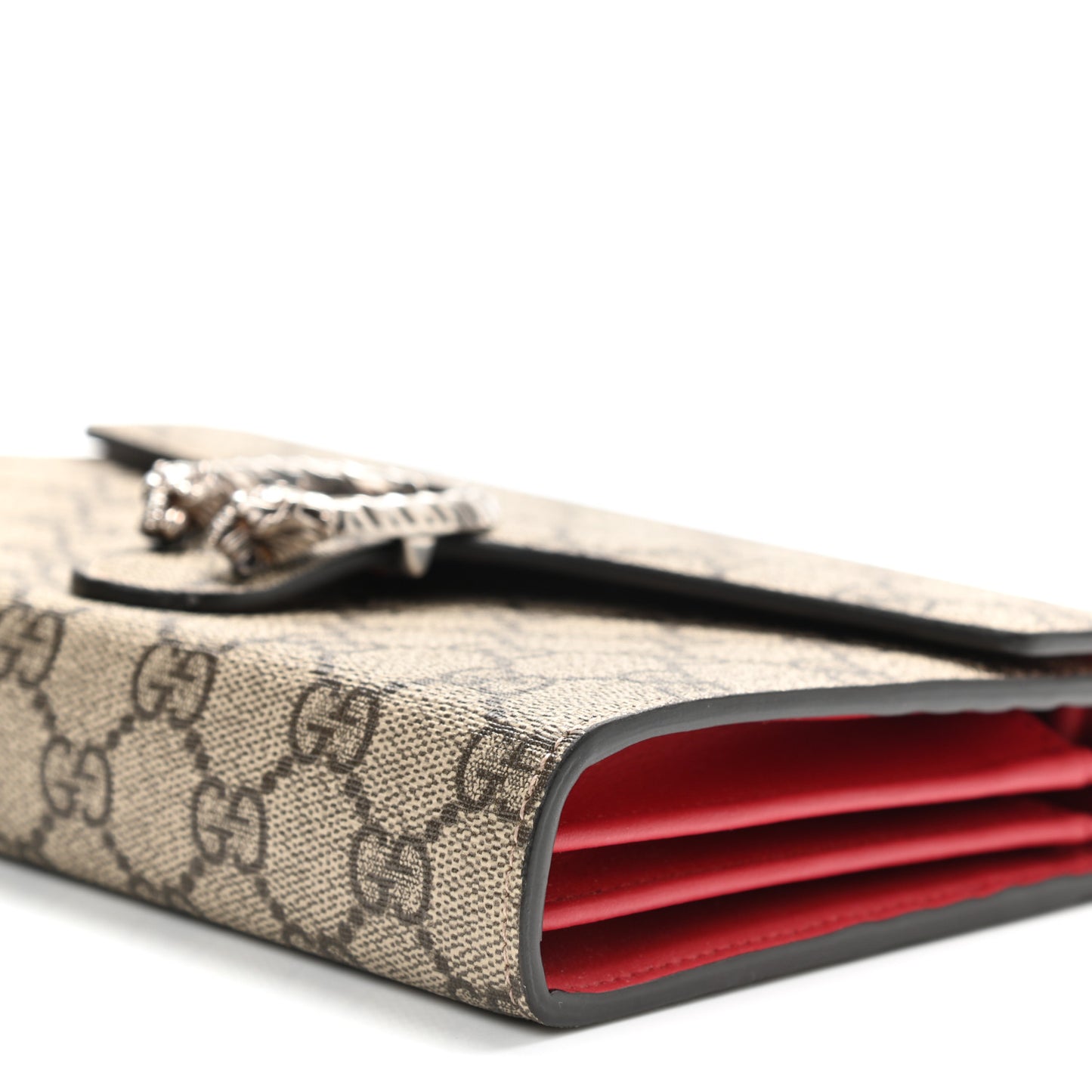 GG Supreme Monogram Mini Dionysus Chain Wallet Beige Vulcanic Red