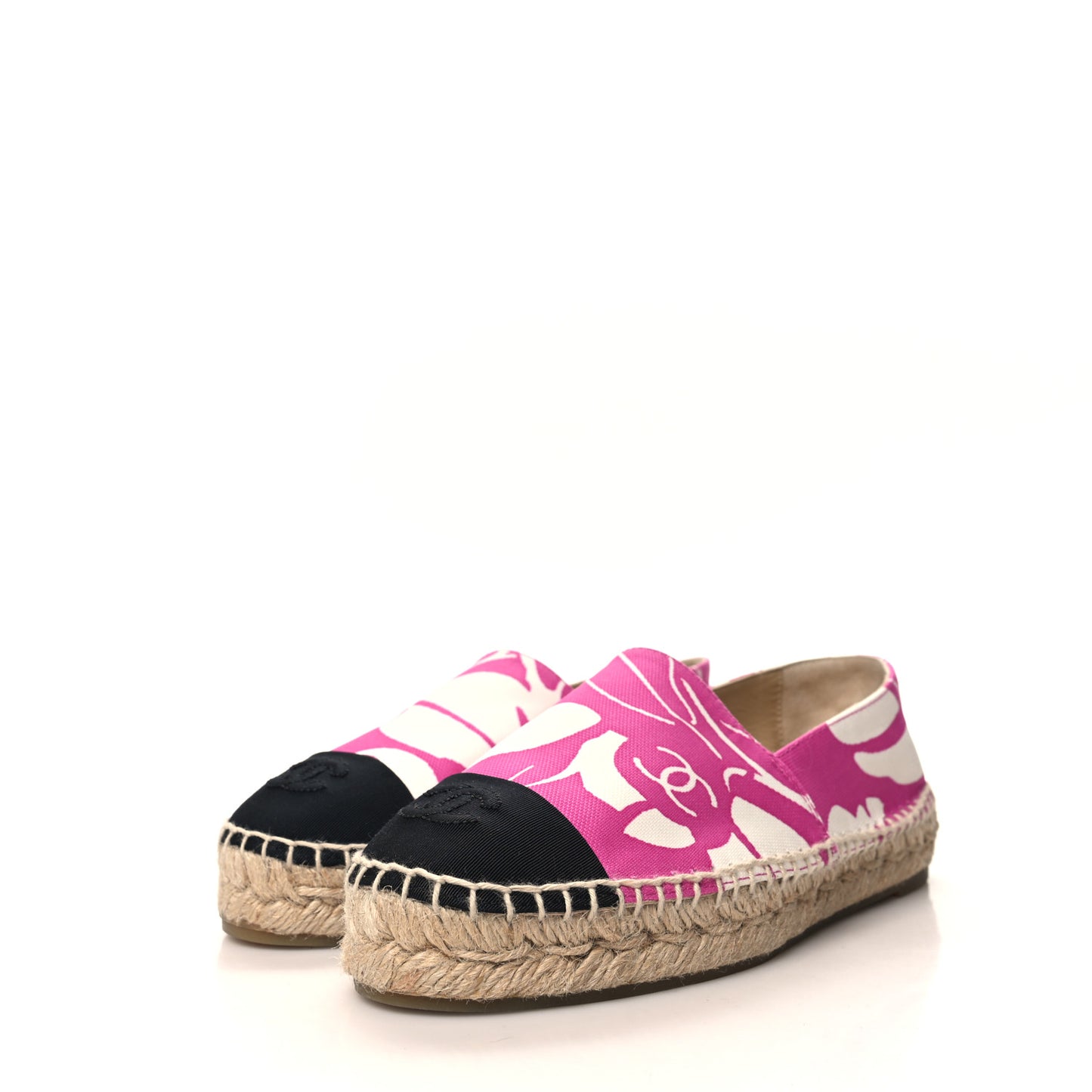 Cotton Grosgrain Espadrilles 36 Pink Ecru Black