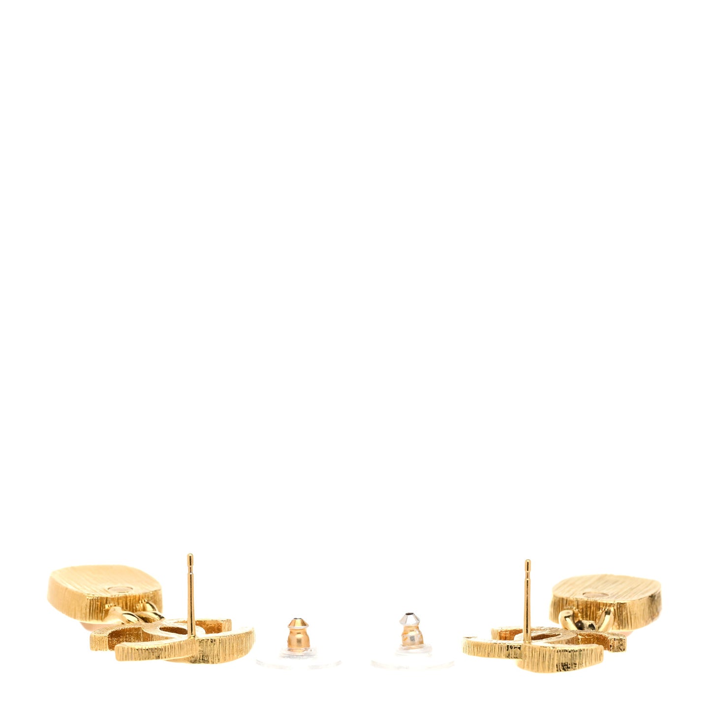 Metal Natural Stones CC Drop Earrings Gold