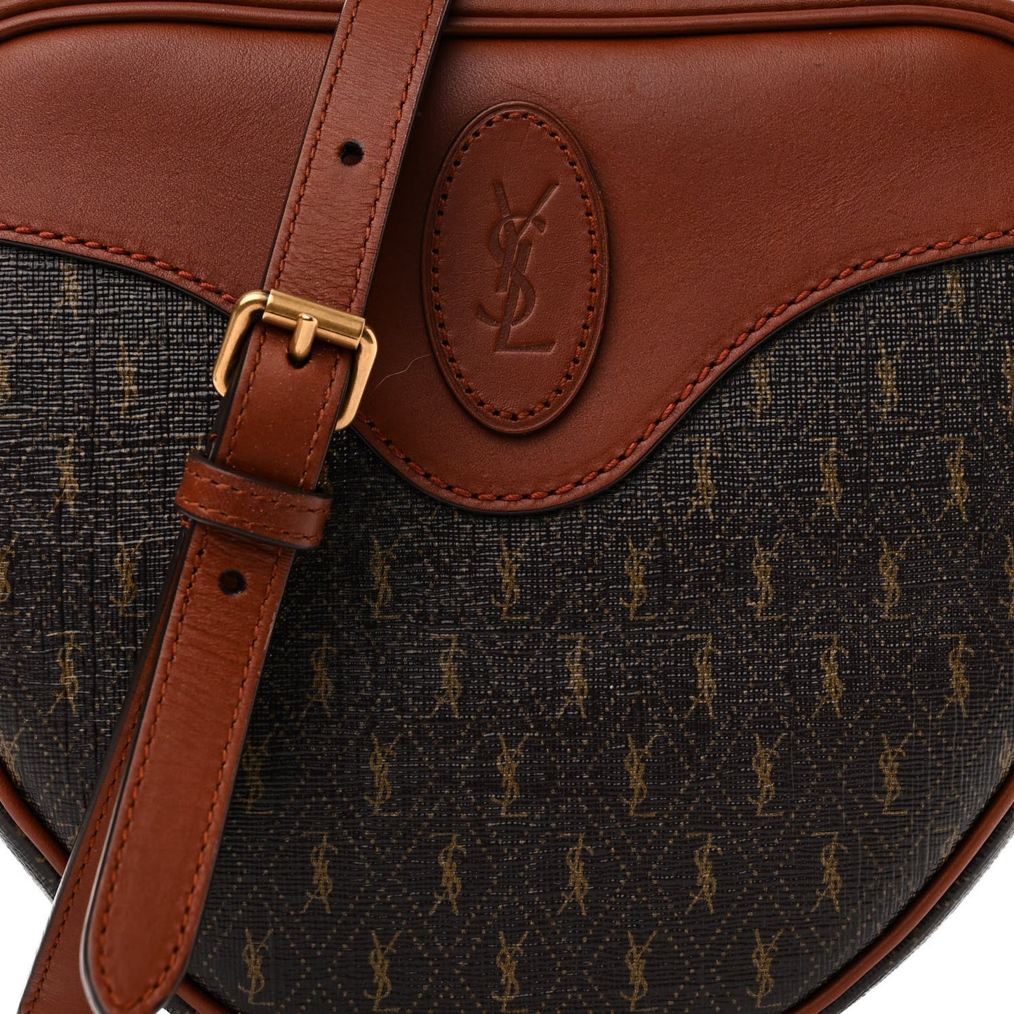 Canvas Smooth Calfskin Le Monogramme Coeur Crossbody Chestnut