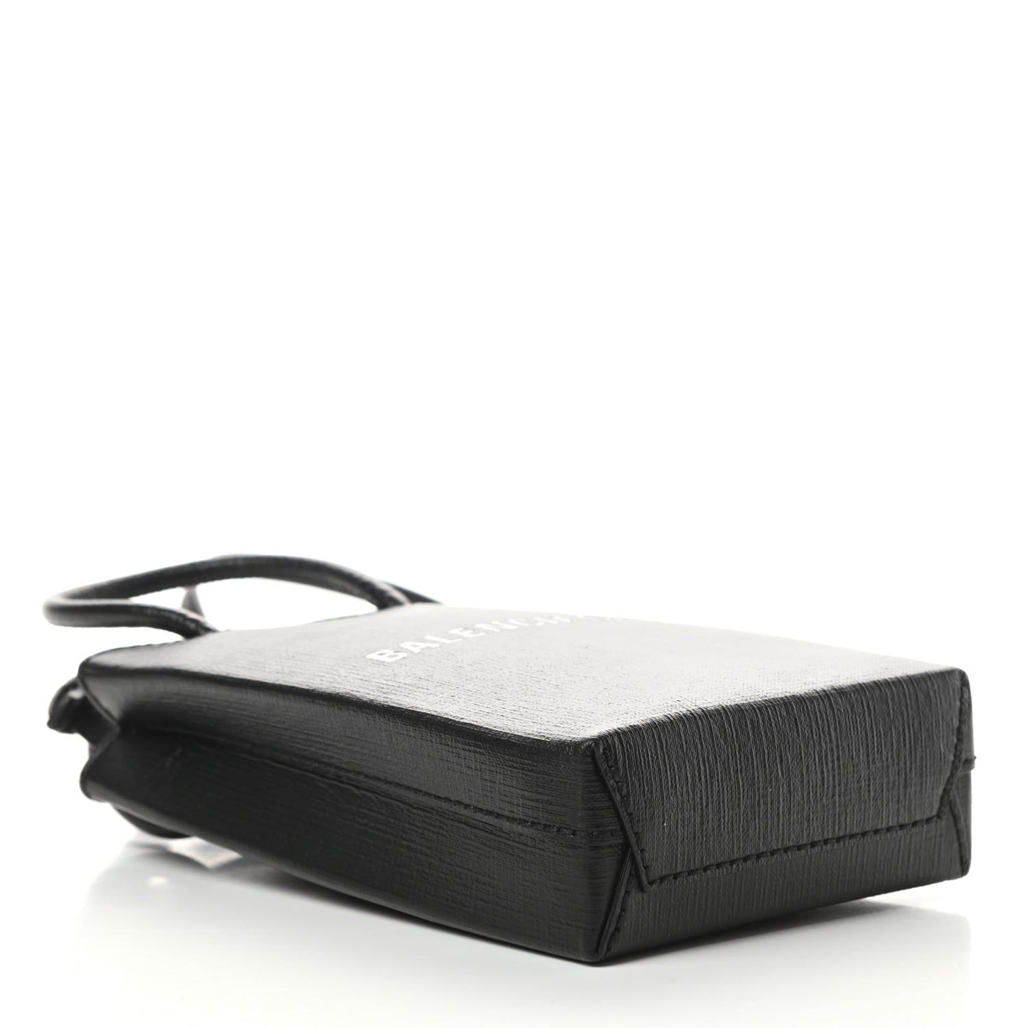 Squared Calfskin Logo Shopping Phone Holder Bag Black