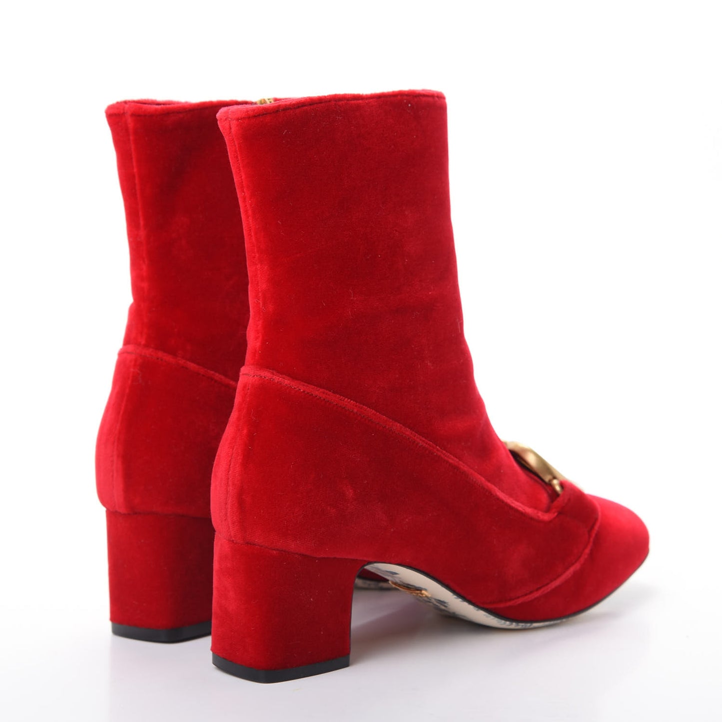 Softy Velvet Malaga Kid GG Victoire 55mm Ankle Boots 36.5 Hibiscus Red