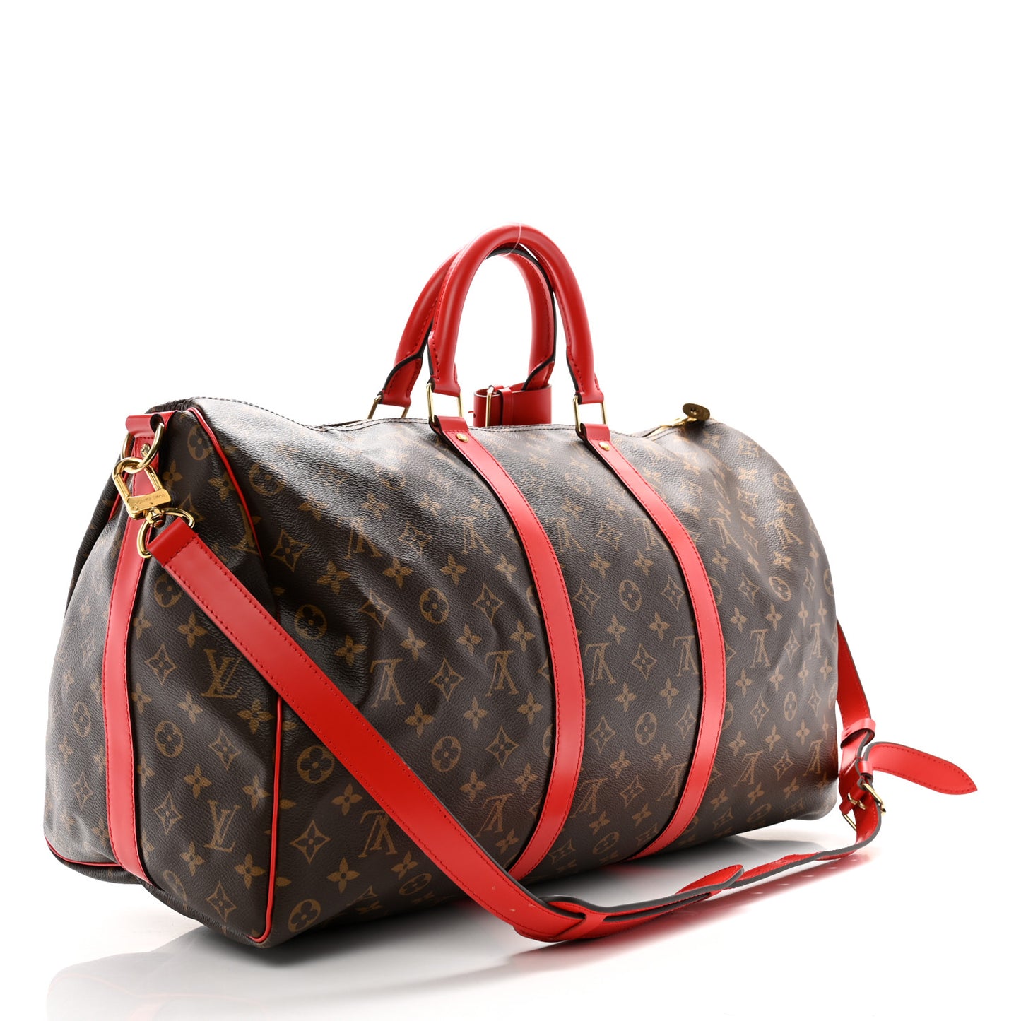 Calfskin Monogram Keepall Bandouliere 50 Coquelicot