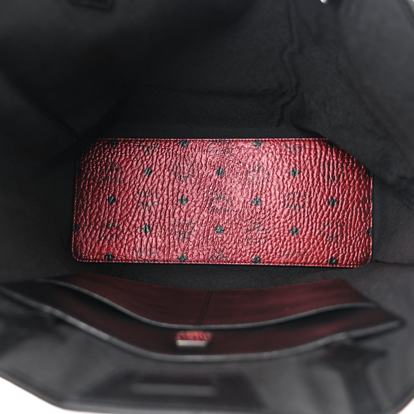 Metallic Visetos Medium Kira North South Shopper Tote Scooter Red