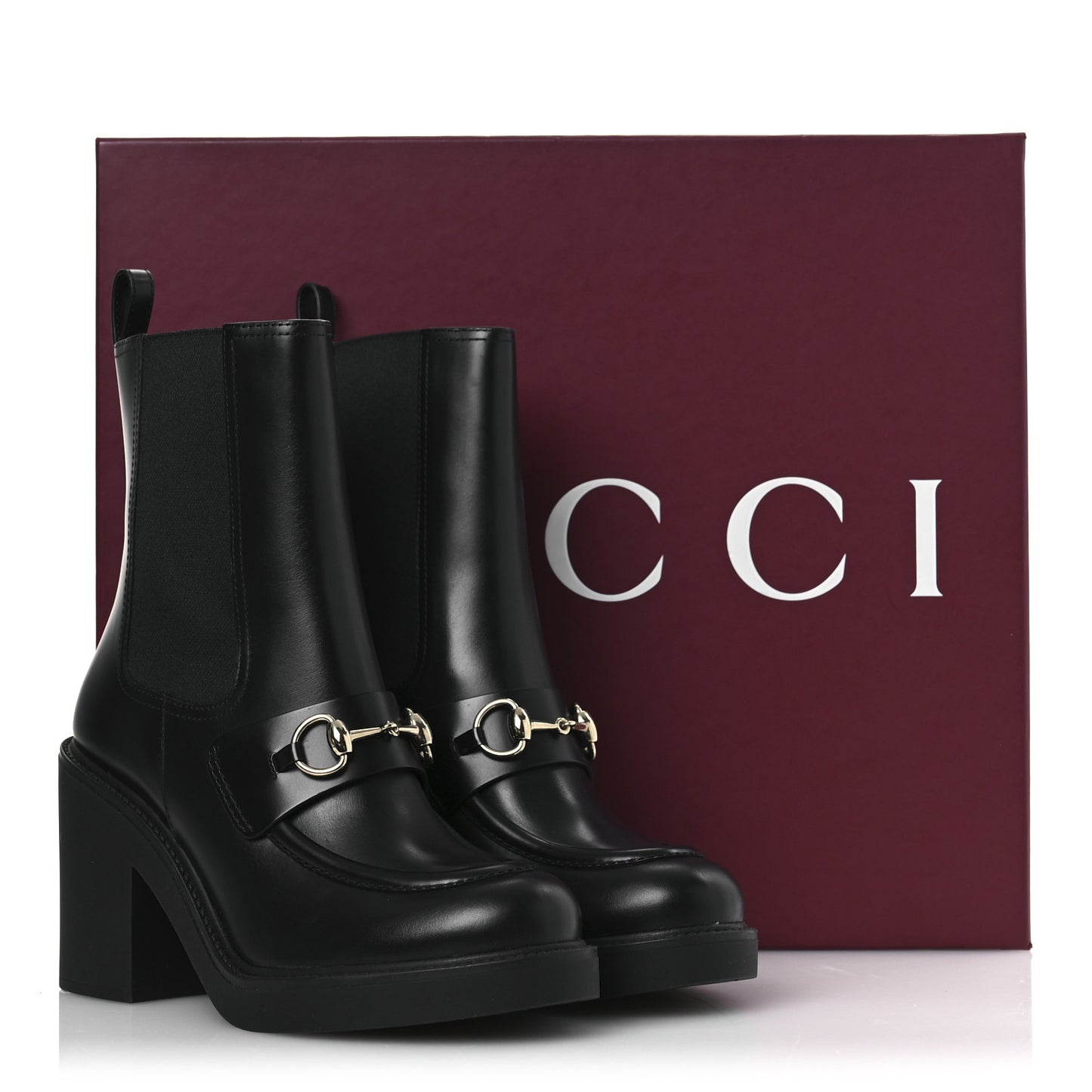 Calfskin Horsebit Ankle Boots 38 Black