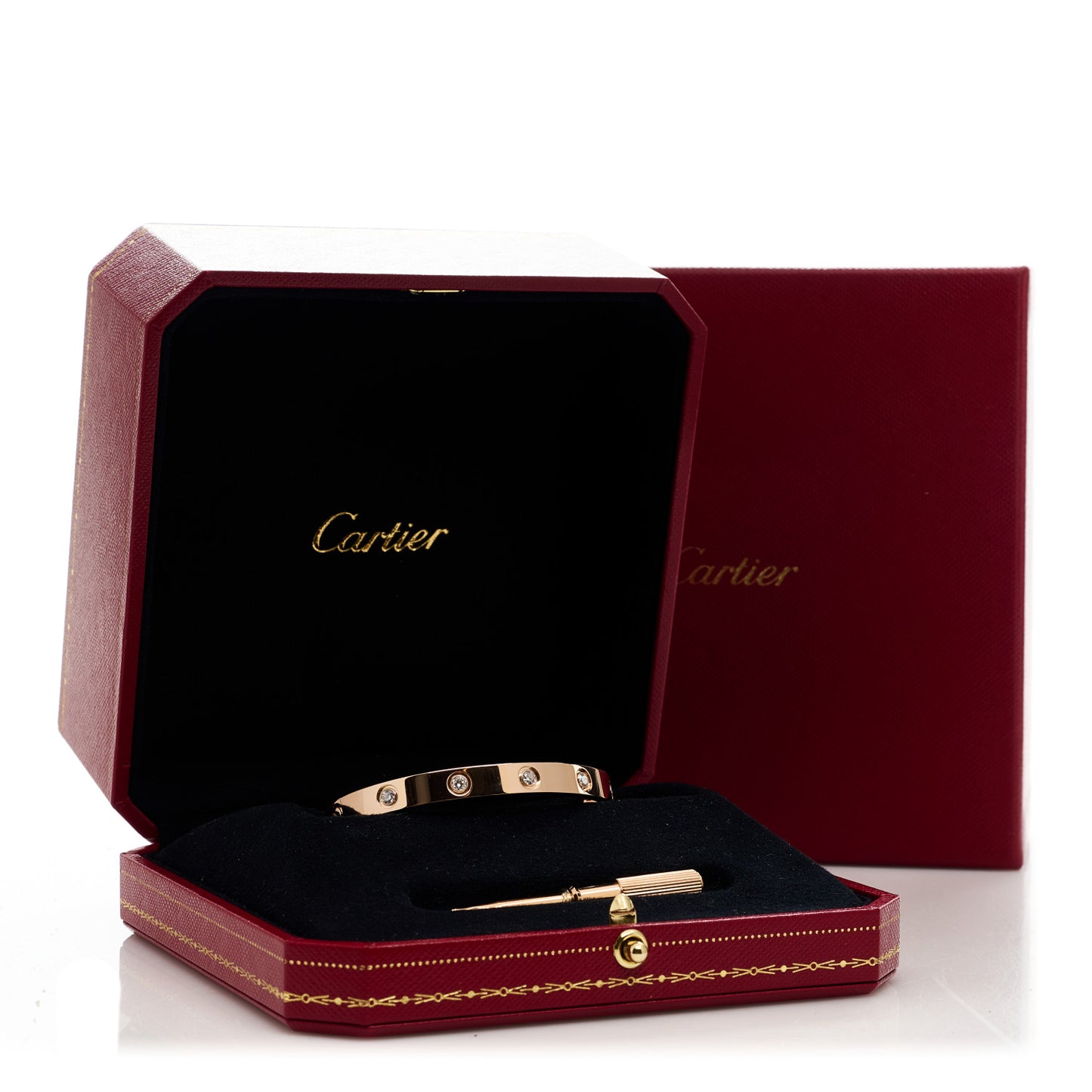 18K Pink Gold 10 Diamond LOVE Bracelet 16