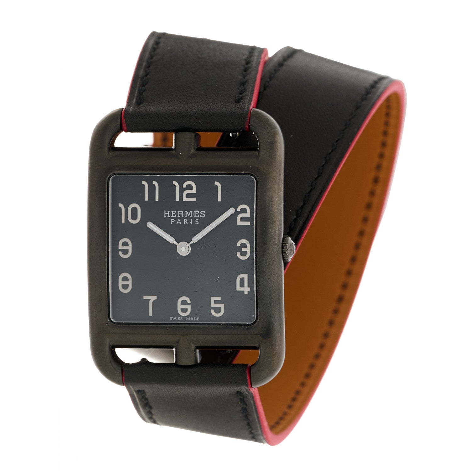 Hermes PVD Stainless Steel Epsom 29mm Cape Cod Double Tour Quartz Watch Noir 1 of 4