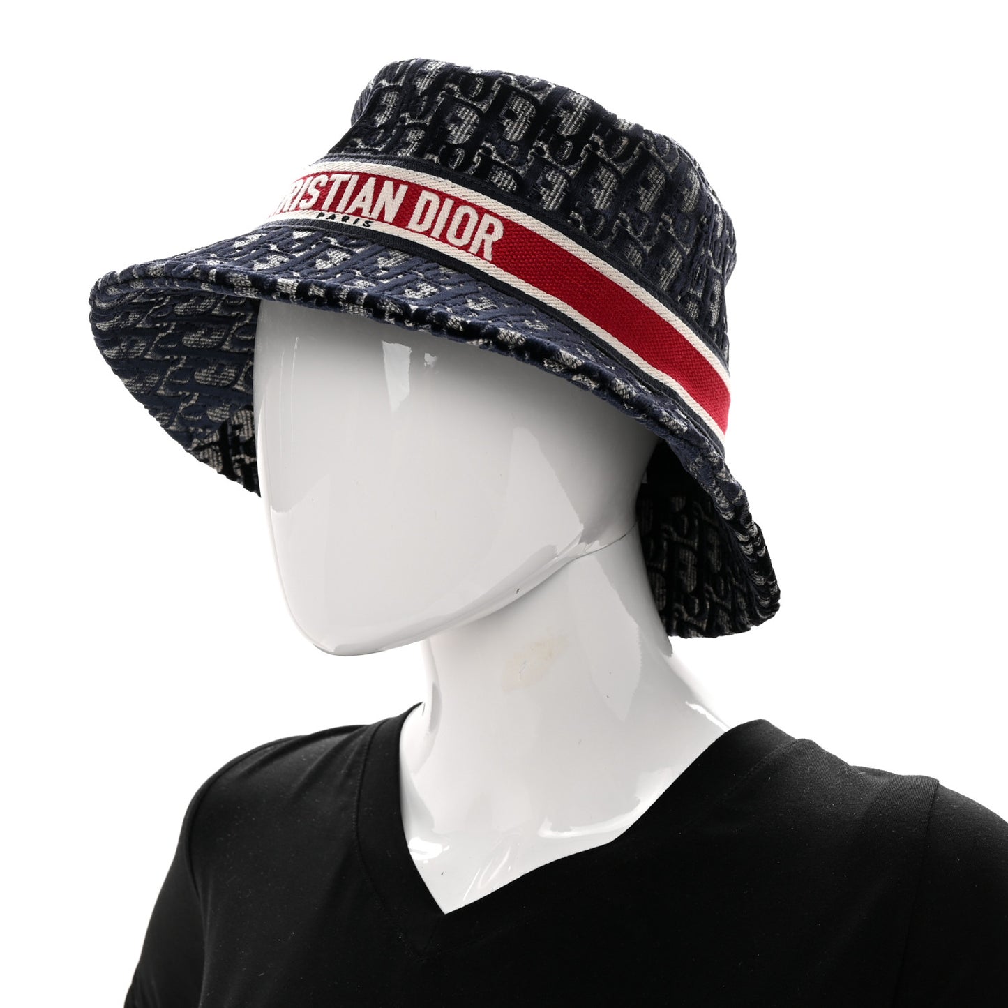 Velvet Oblique Large Brim Bucket Hat 57 Bleu Red
