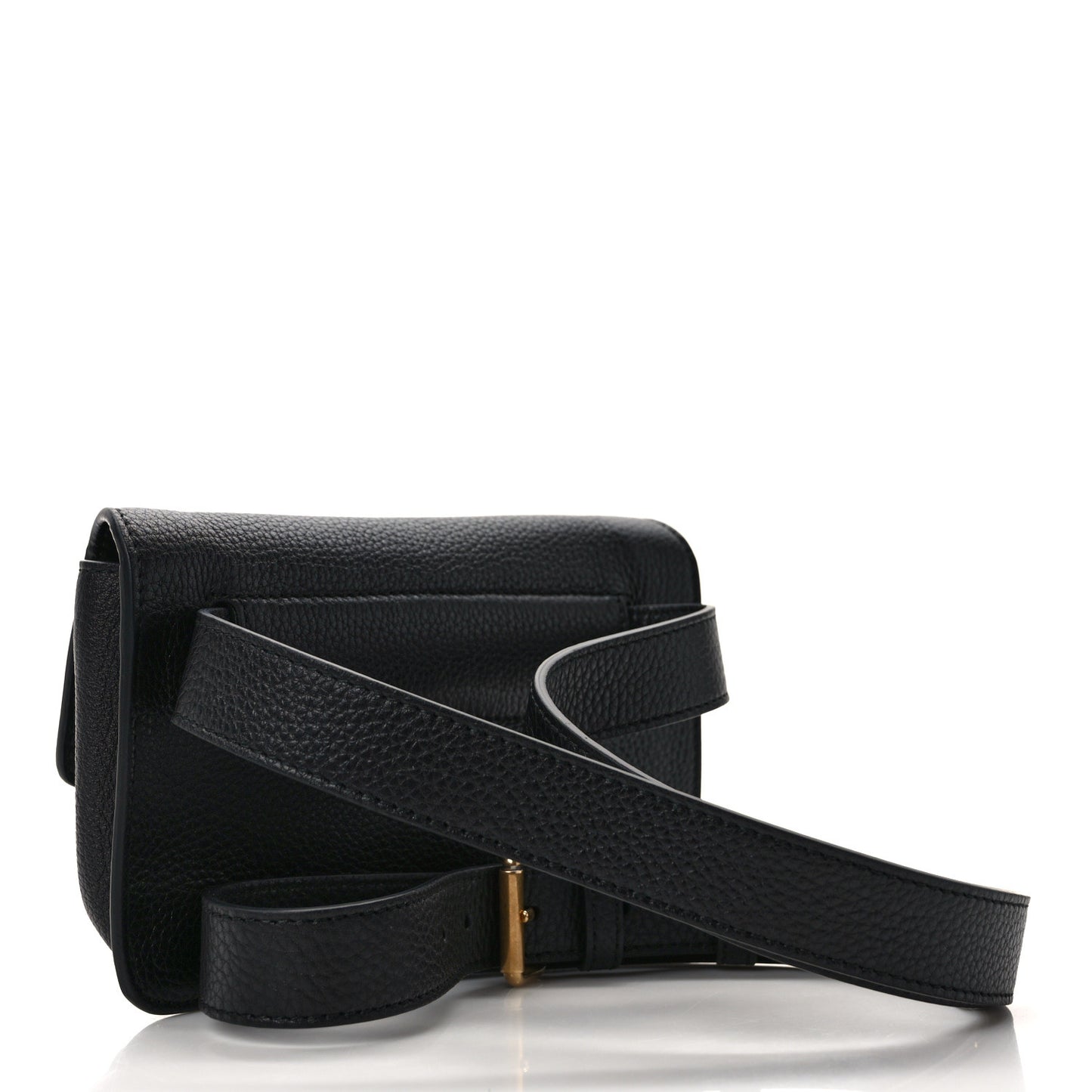Pebbled Calfskin Soho Flap Belt Bag Black