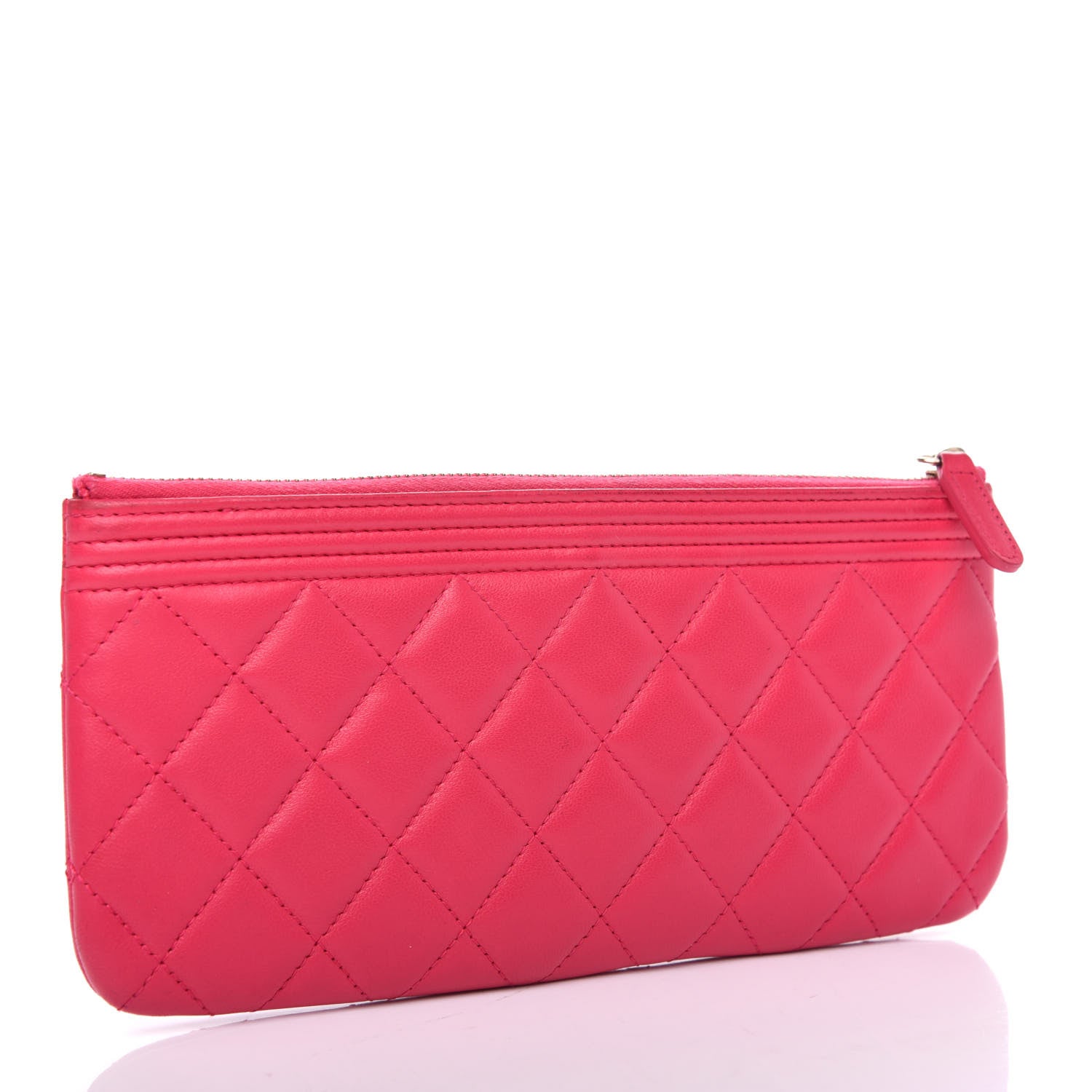 Chanel Lambskin Quilted Small Boy Zipped Pouch Dark Pink 3 of 8