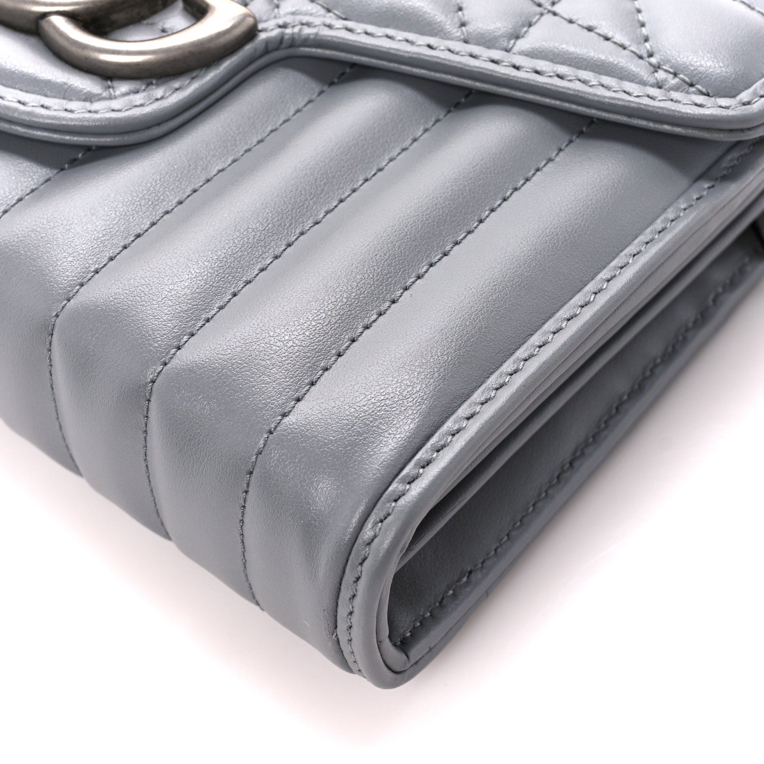 Gucci Calfskin Matelasse Aria GG Marmont Chain Wallet Deep Grey 10 of 10
