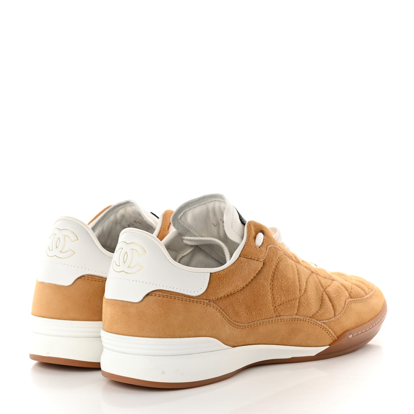 Suede Kidskin Quilted Sneakers 39 Dark Beige